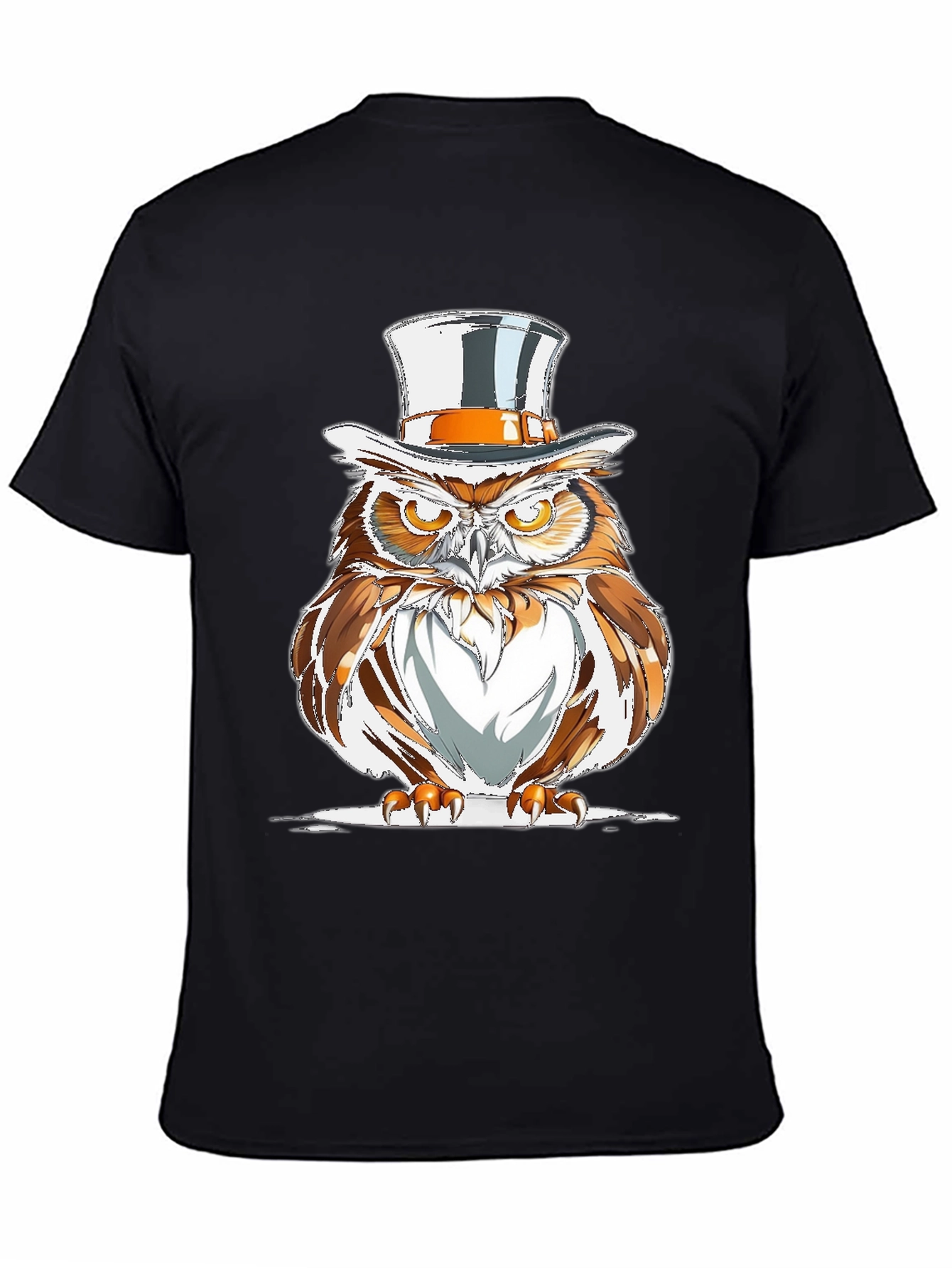 Black Owl Top Hat Graphic Tee - Men's Black T-Shirt view 4