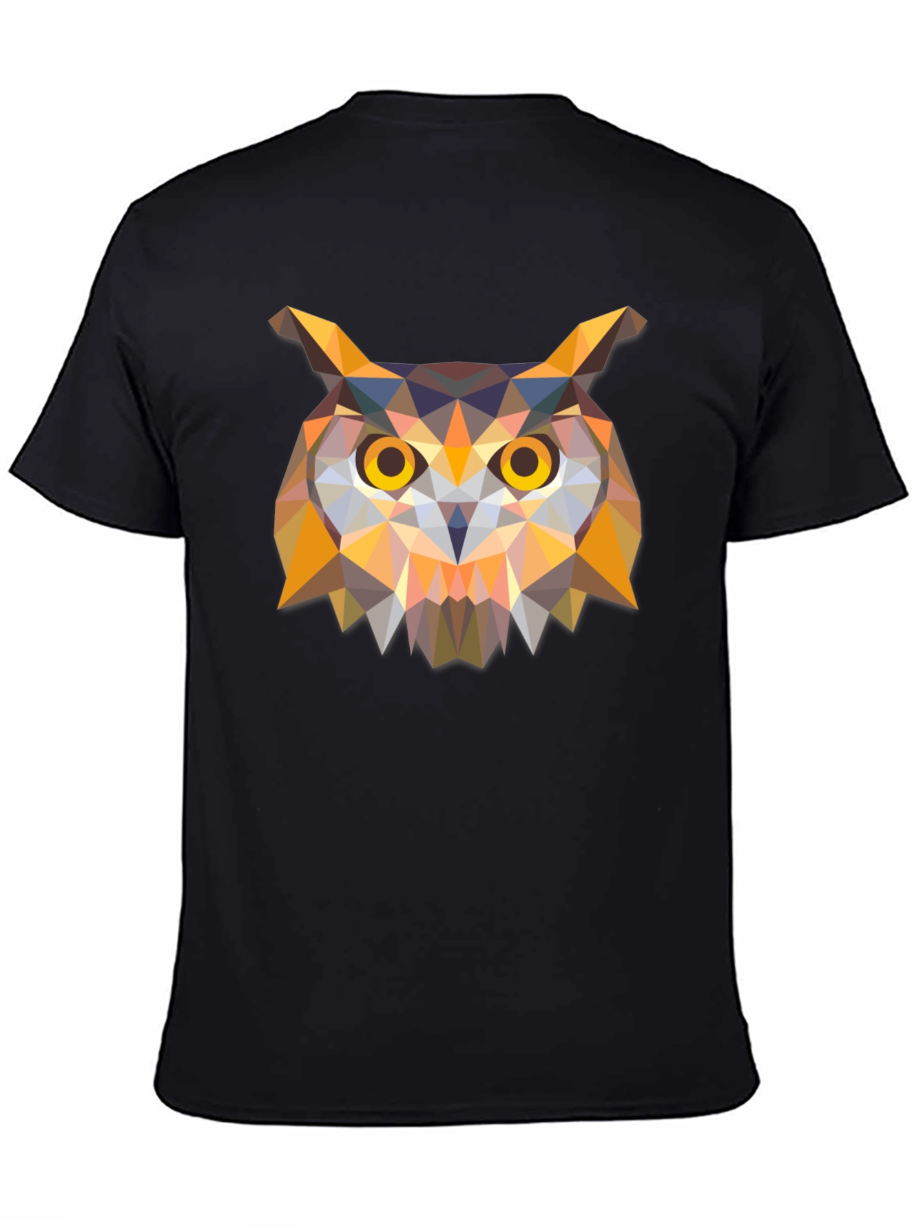 Black Geometric Owl Graphic Black T-Shirt view 4