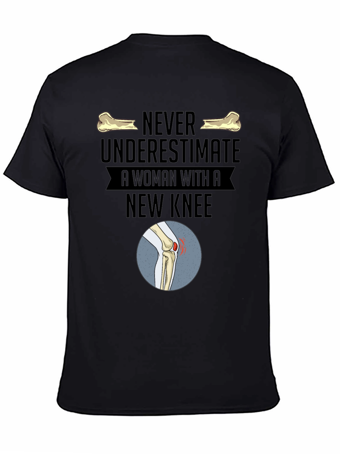 Black New Knee Woman Graphic Tee view 4