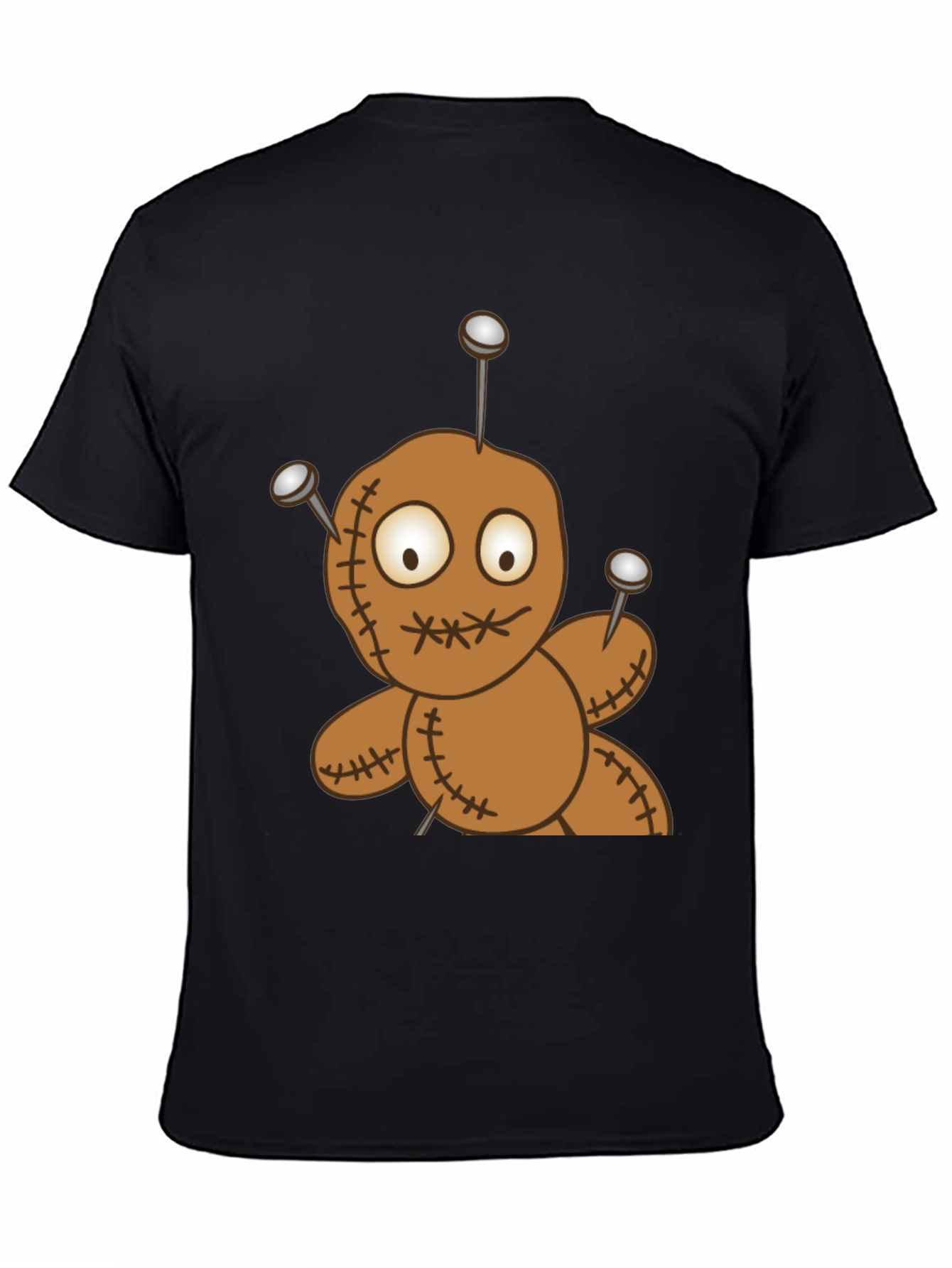 Black Voodoo Doll Graphic Tee - Black Cotton T-Shirt view 4