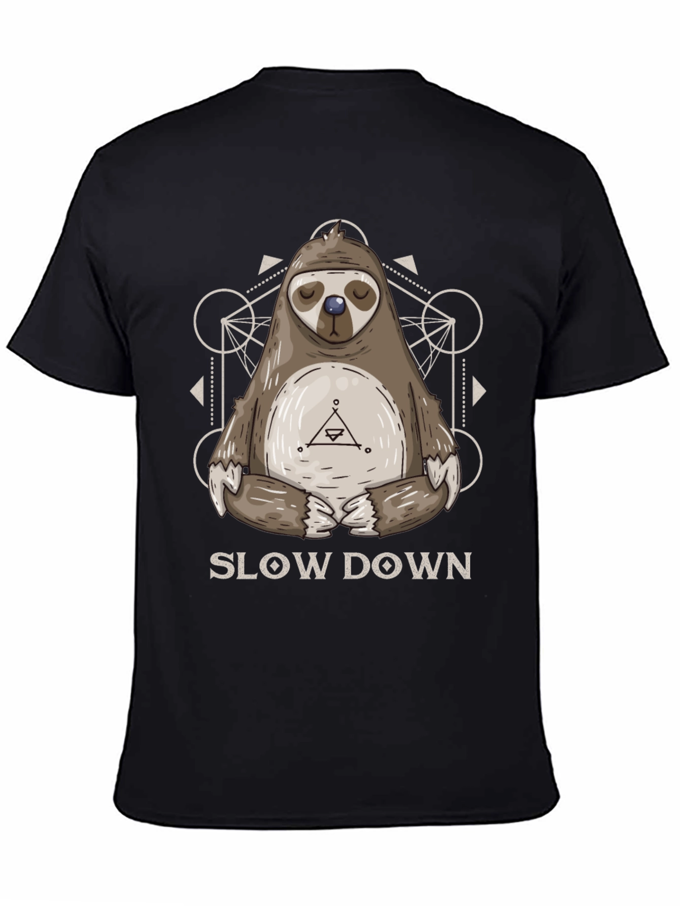 Black Relaxed Sloth Graphic Tee - Slow Down Shirt view 4