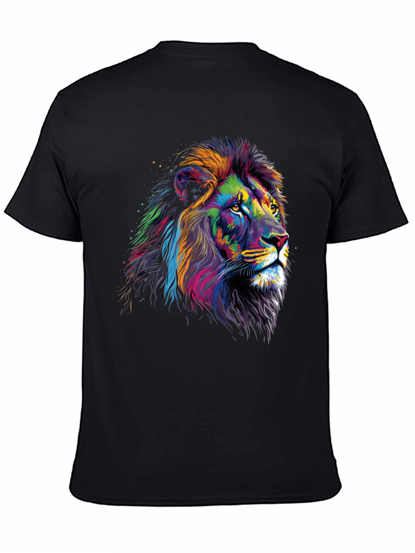 Black Vibrant Lion Graphic Tee - Bold Statement T-Shirt view 4