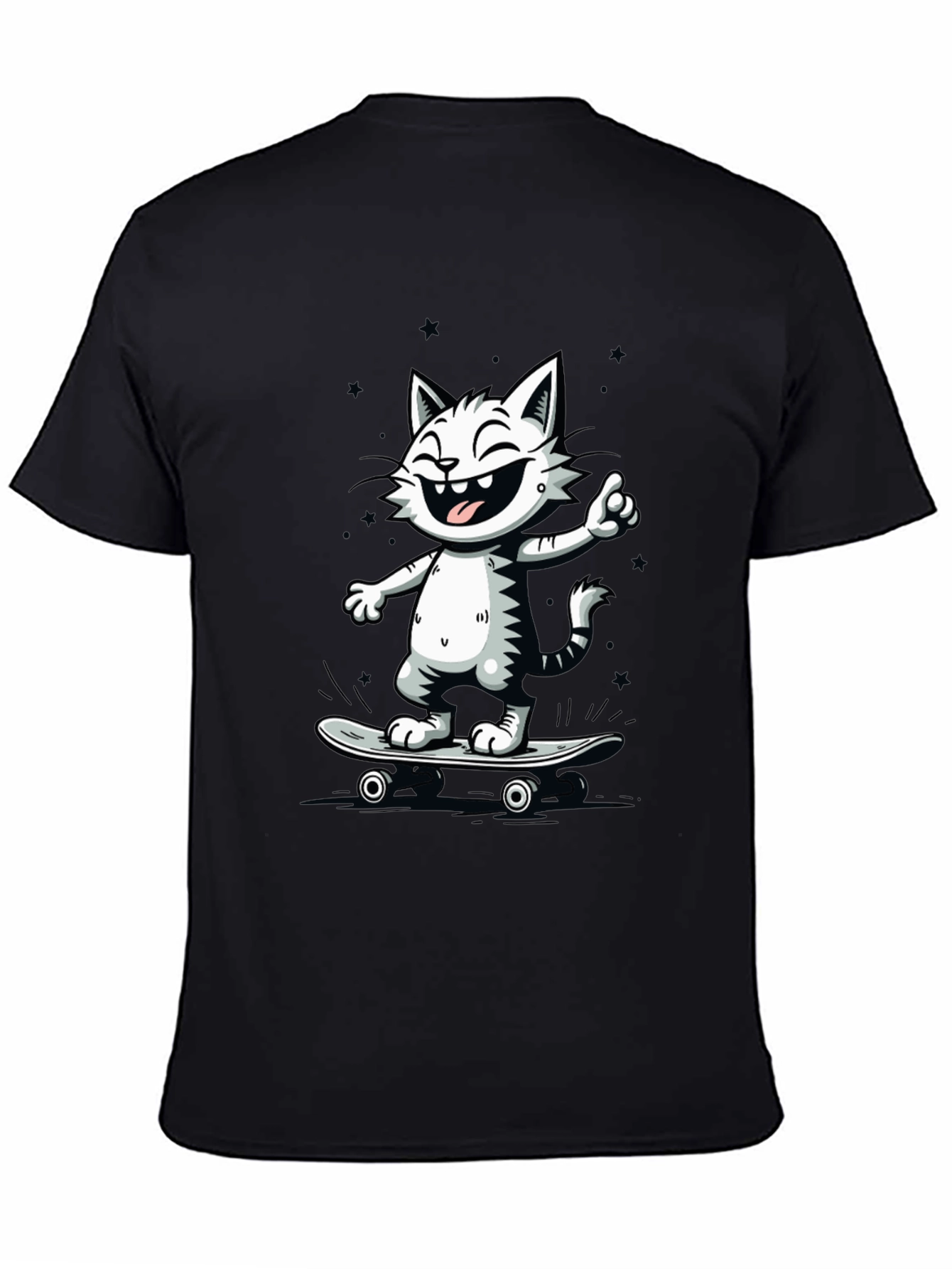 Black Cool Cat Skateboard T-Shirt - Black view 4