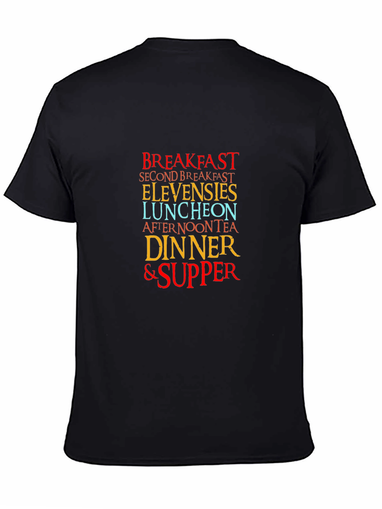 Black Breakfast Lover's Tee - Second Breakfast, Elevenses & More! view 4