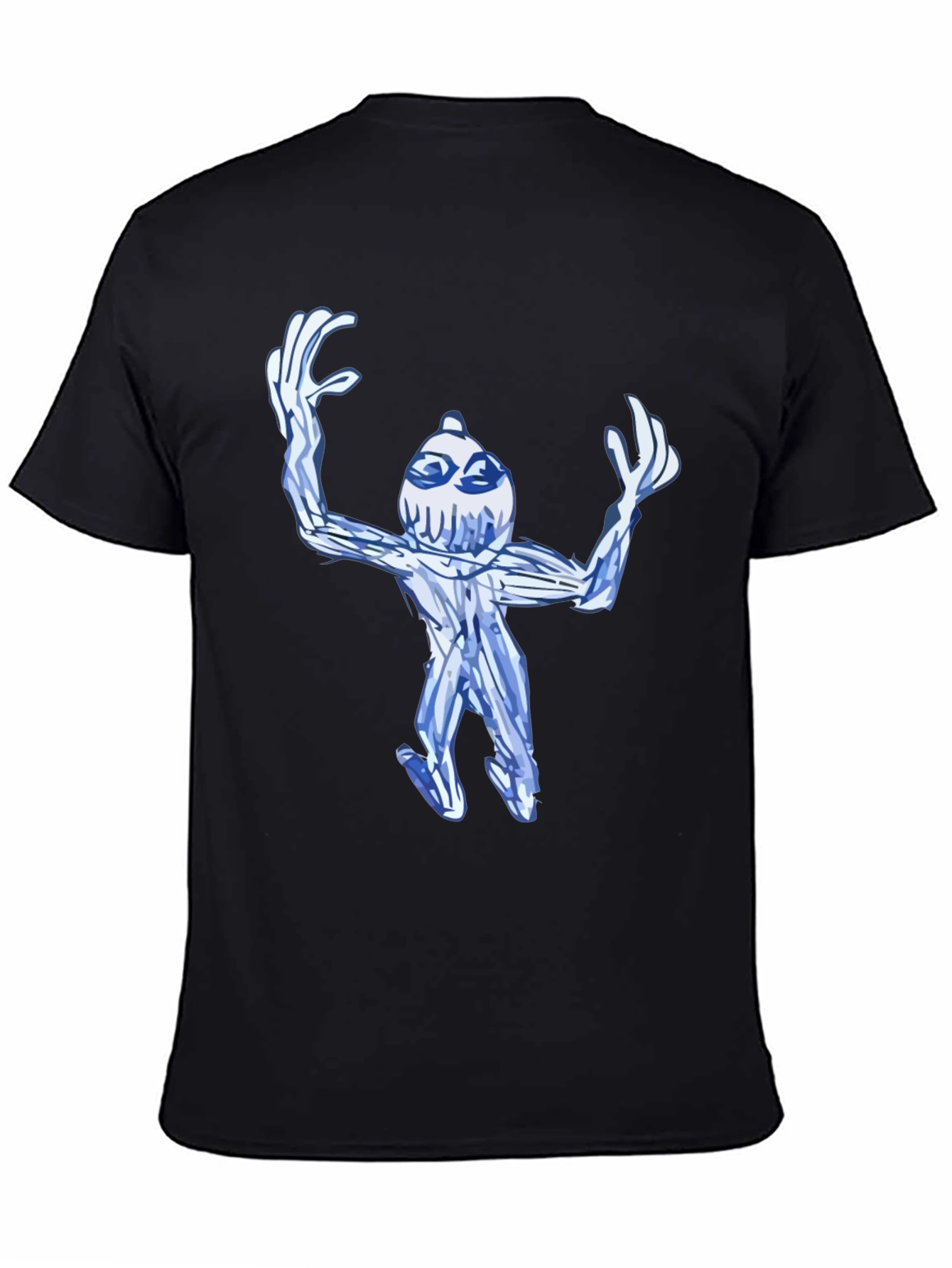 Black Abstract Blue Creature Black T-Shirt view 4