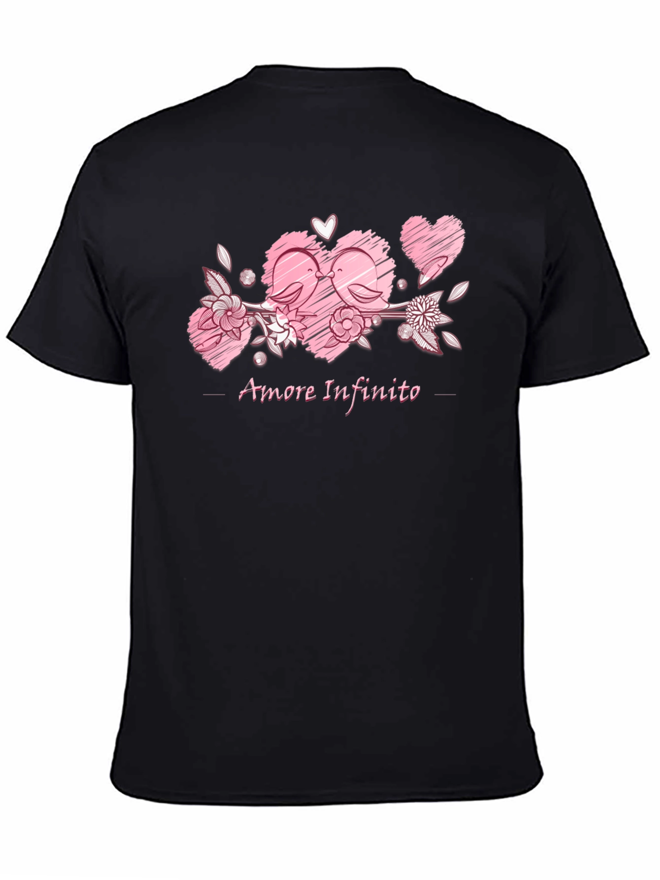 Black Amore Infinito T-Shirt - Love Birds Design view 4