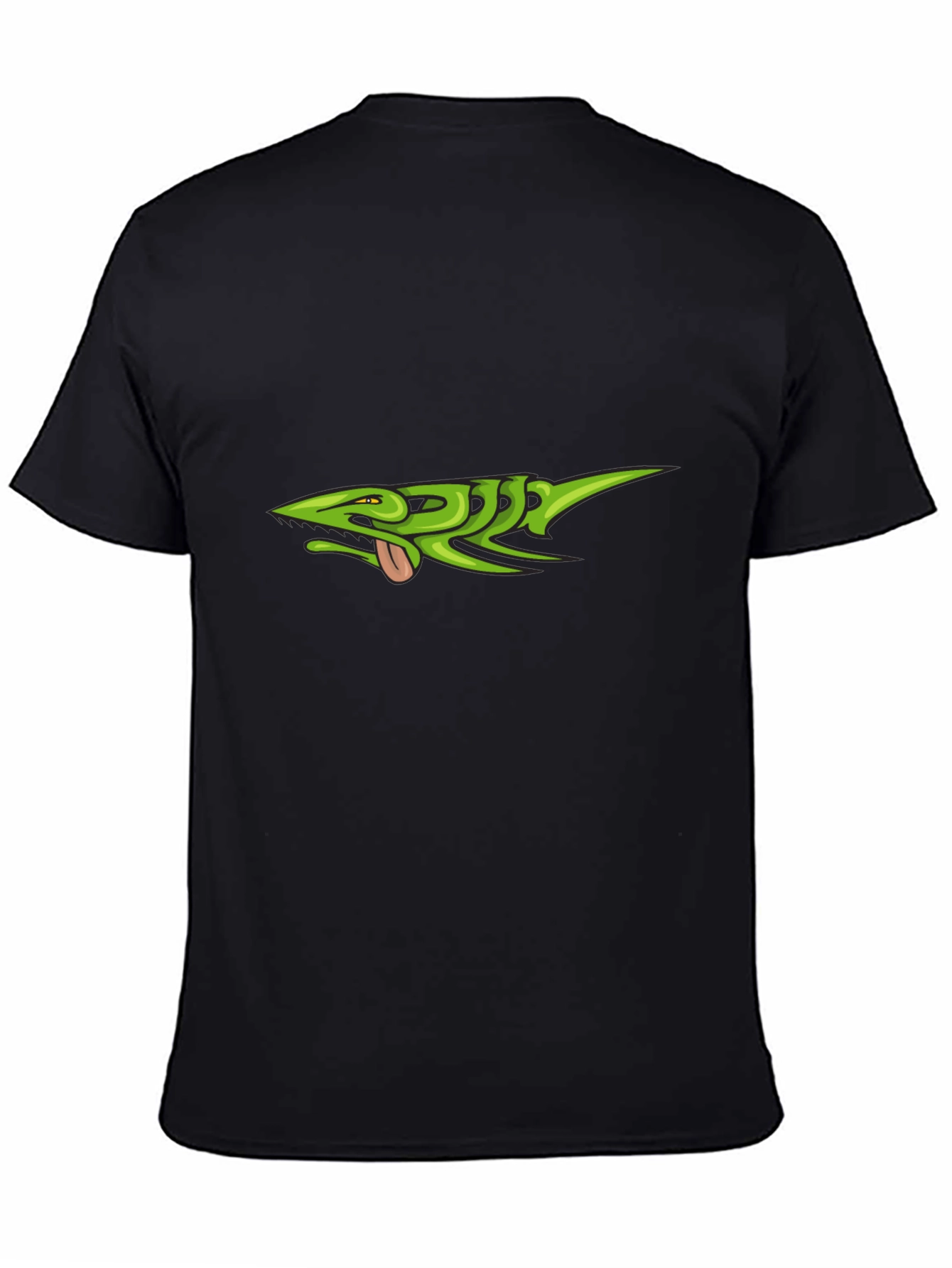 Black Green Lizard Graphic Black T-Shirt view 4