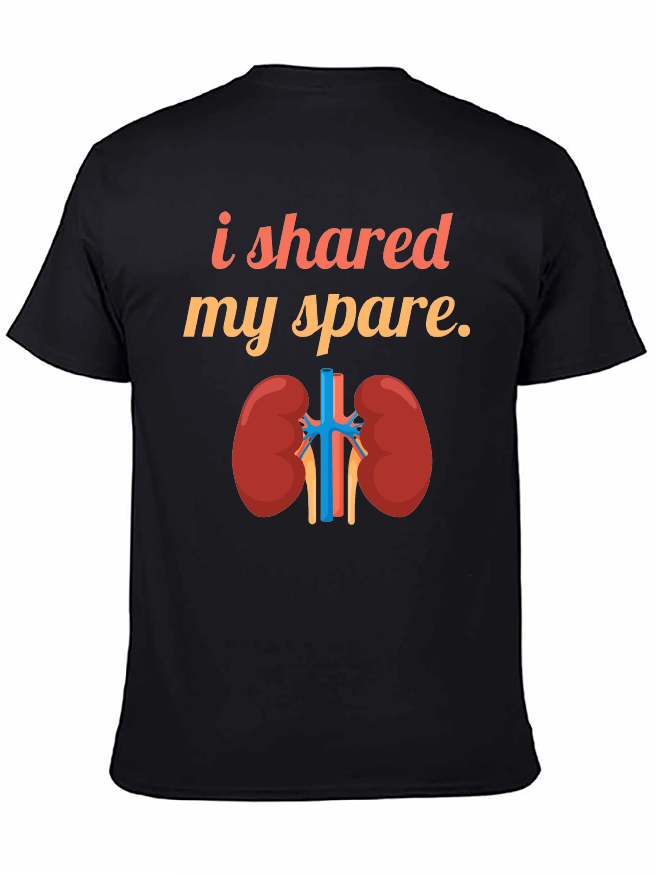 Black Kidney Donor T-Shirt - I Shared My Spare view 4