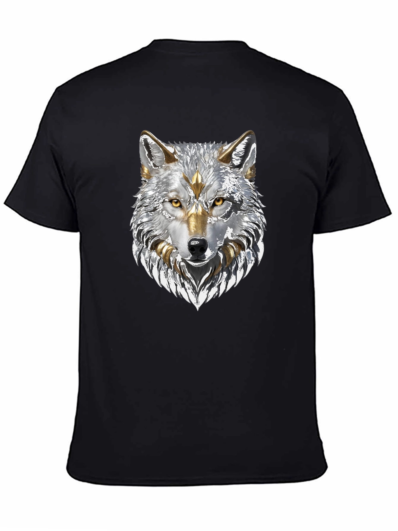 Black Wolf Graphic Tee - Silver and Gold Design view 4
