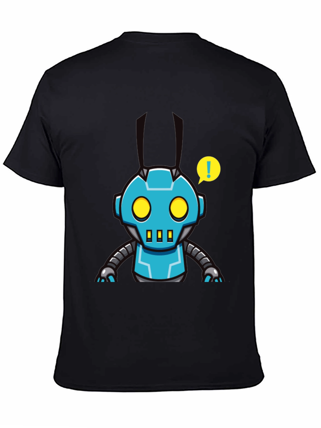 Black Robot Graphic Tee - Black T-Shirt with Funky Robot Design view 4