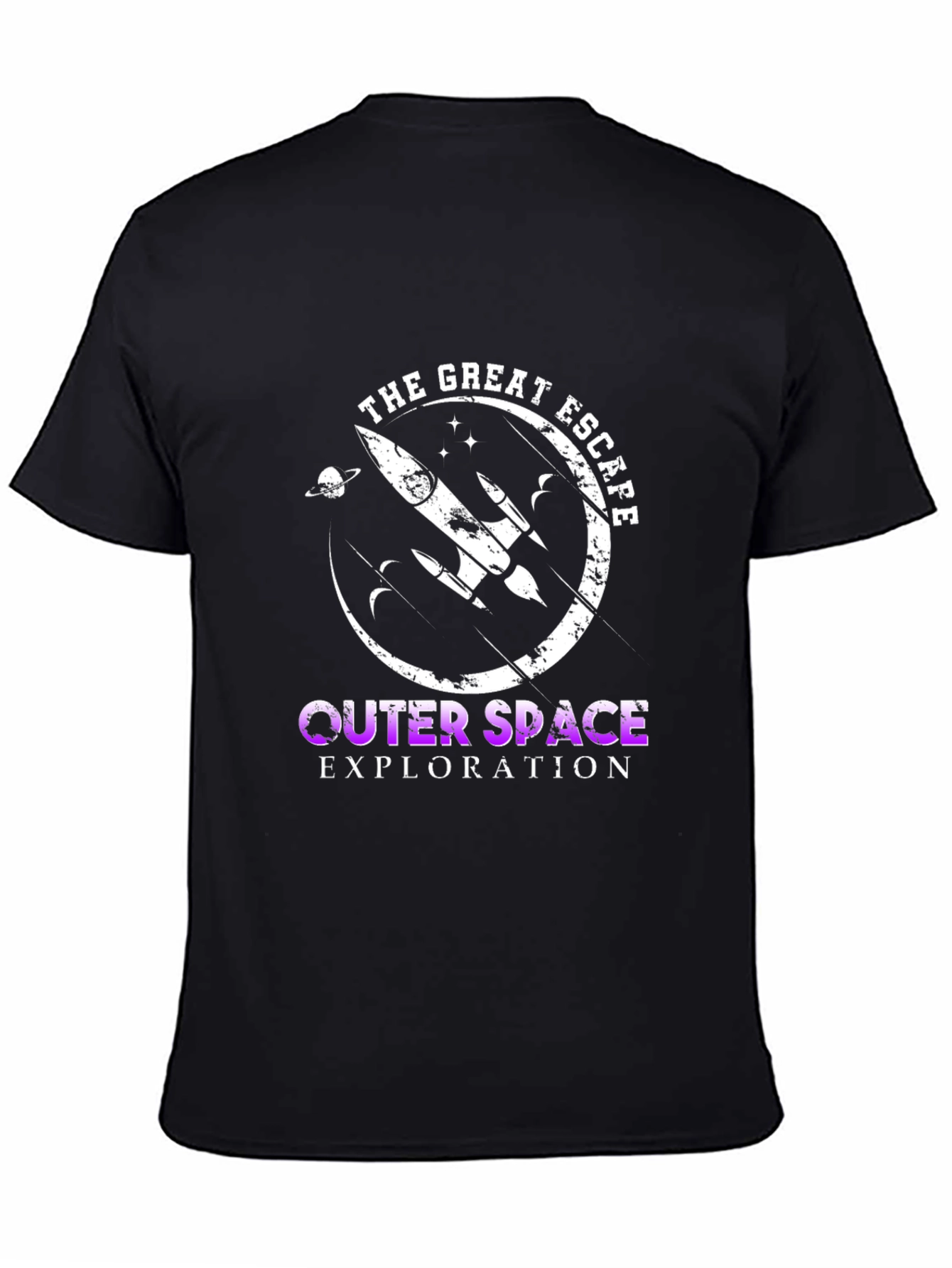 Black The Great Escape Outer Space Exploration T-Shirt view 4