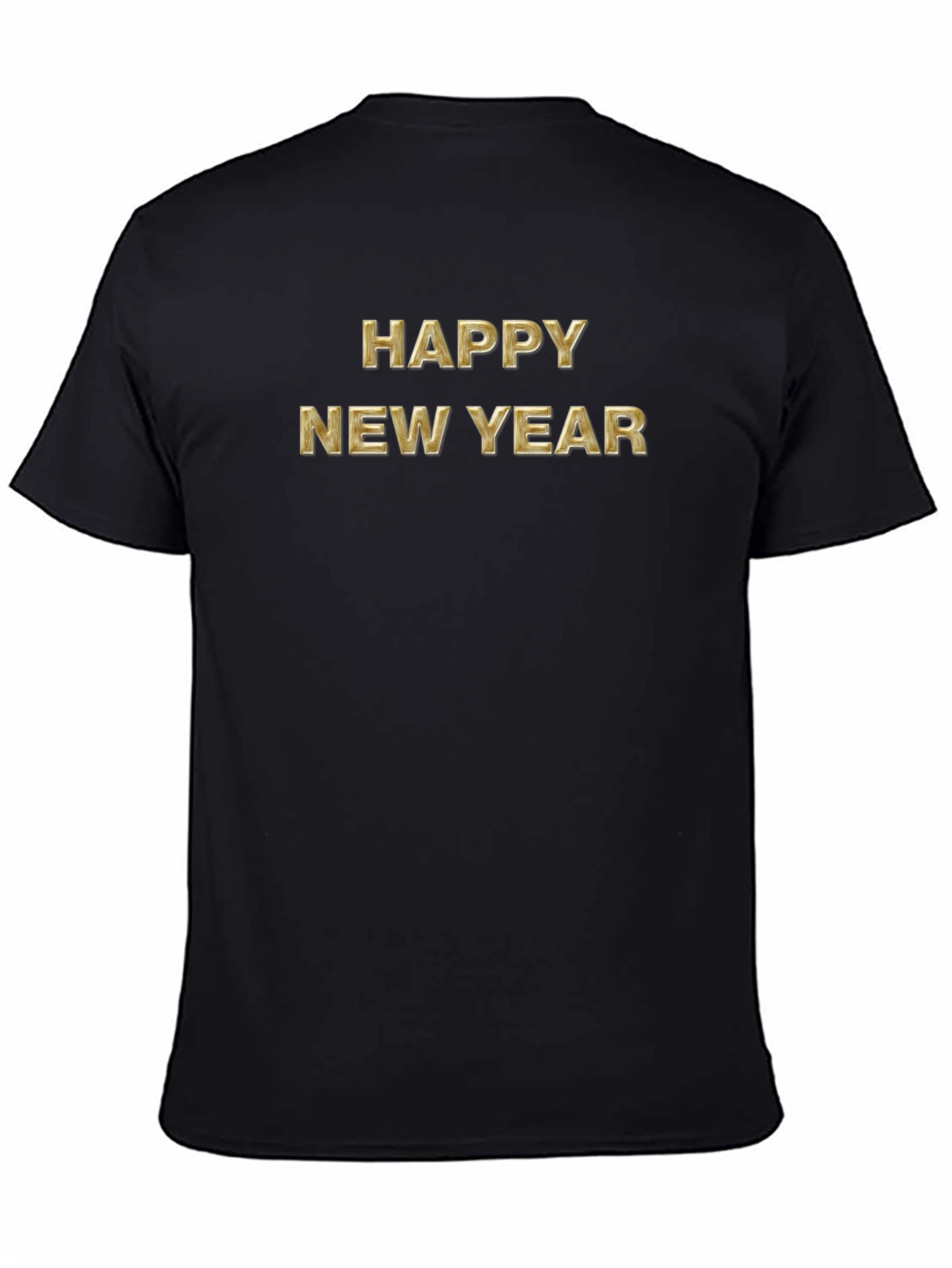 Black Happy New Year Gold Text Graphic Black Tee view 4