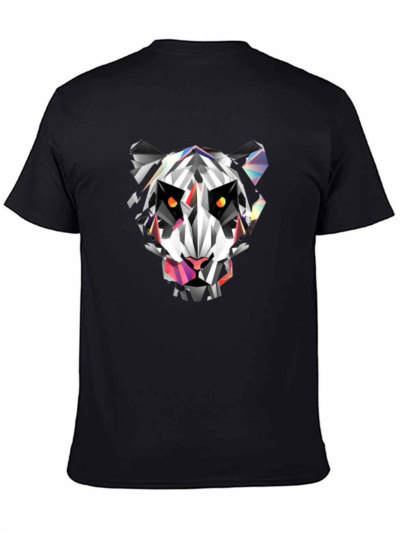 Black Geometric Panda Graphic Tee - Black Cotton Blend view 4