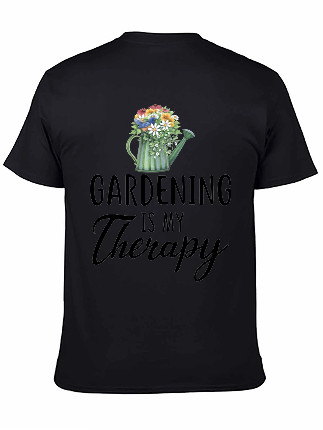 Black Gardening Is My Therapy T-Shirt view 4