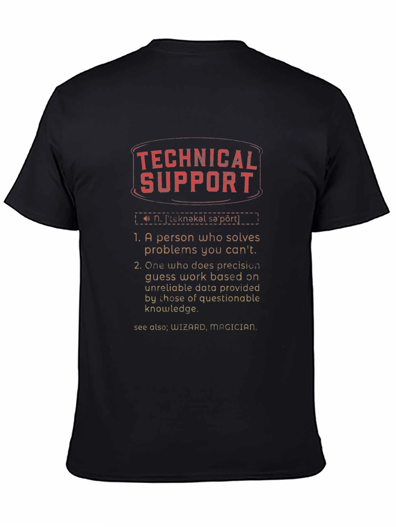 Black Technical Support Definition T-Shirt view 4