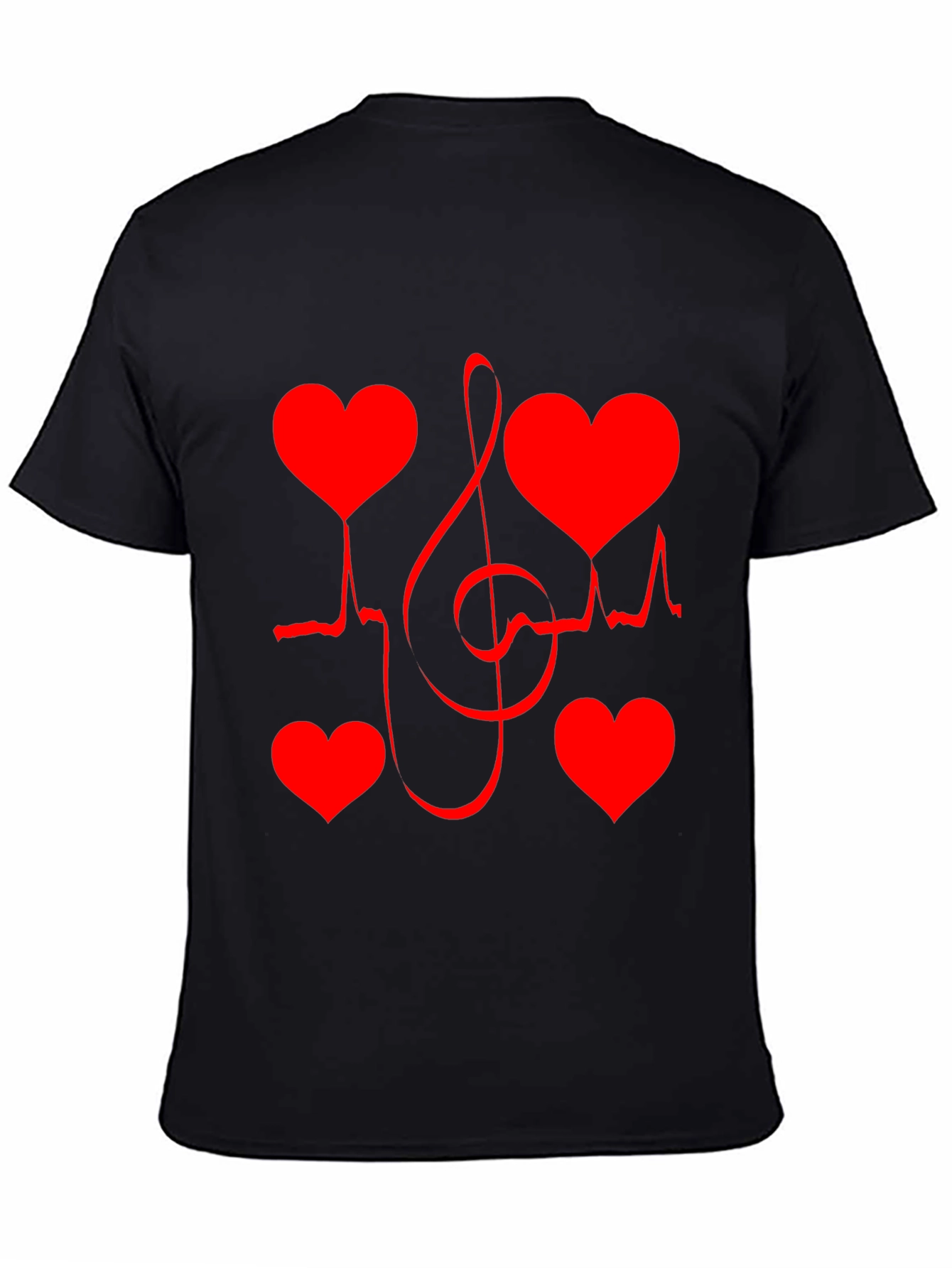 Black Heartbeat Music Note Graphic Tee view 4