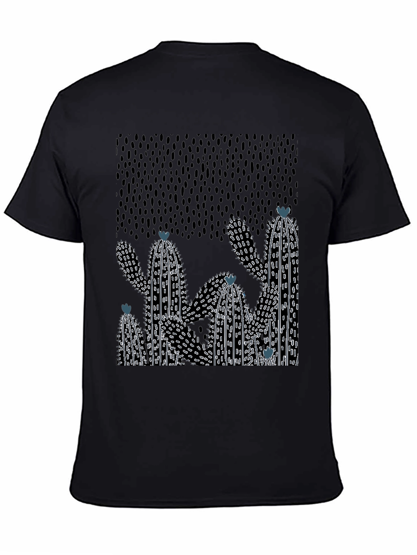 Black Cactus Graphic Print Crew Neck T-Shirt view 4