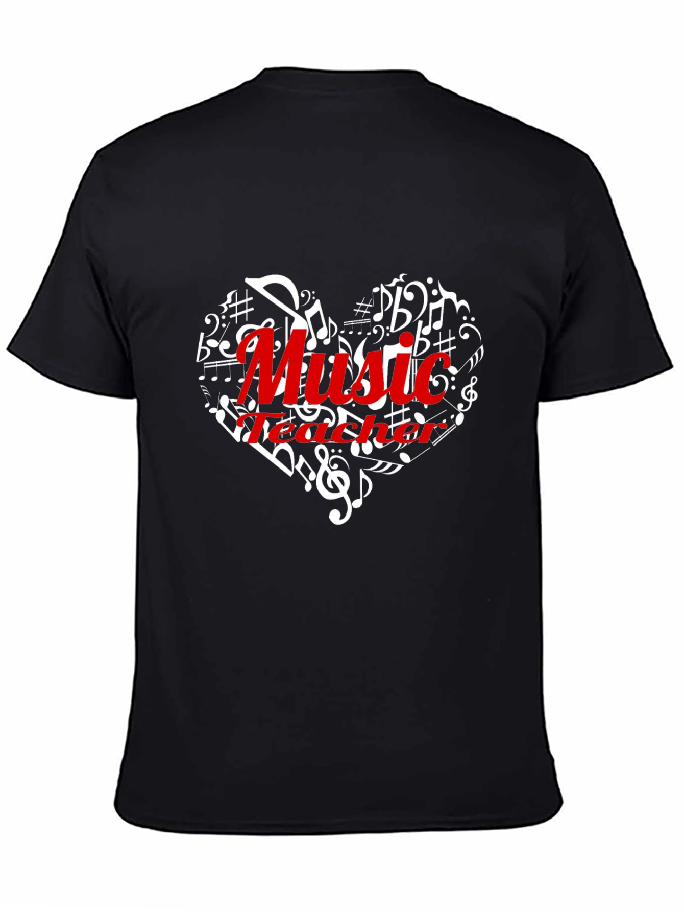 Black Music Teacher Heart T-Shirt view 4