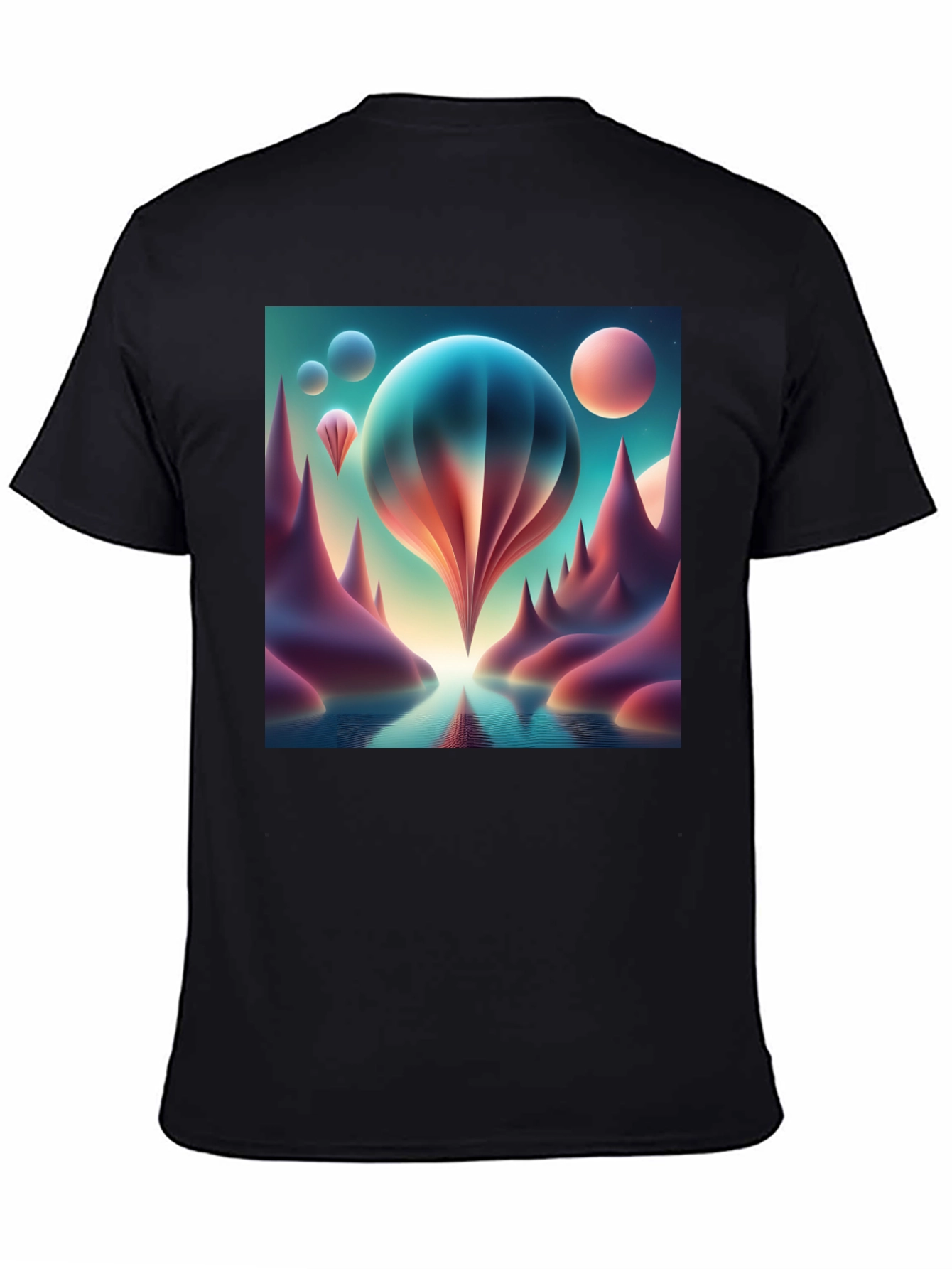 Black Surreal Landscape Graphic Tee view 4
