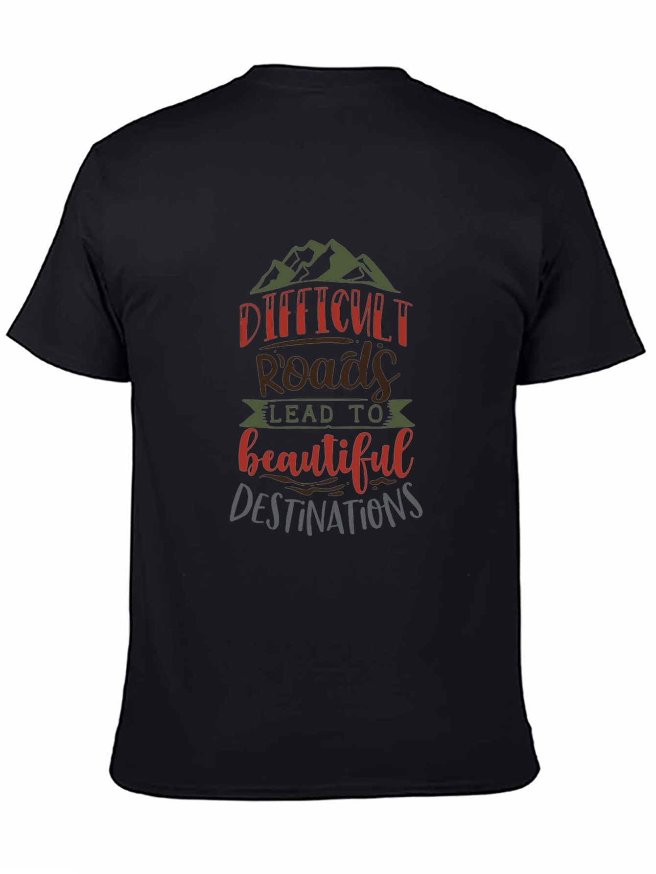 Black Difficult Roads Graphic T-Shirt view 4