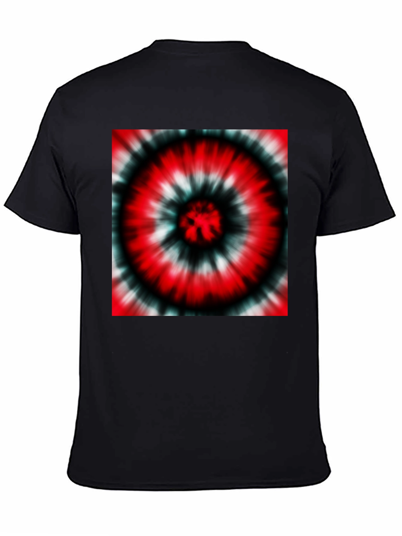Black Red Tie-Dye Graphic Black T-Shirt view 4
