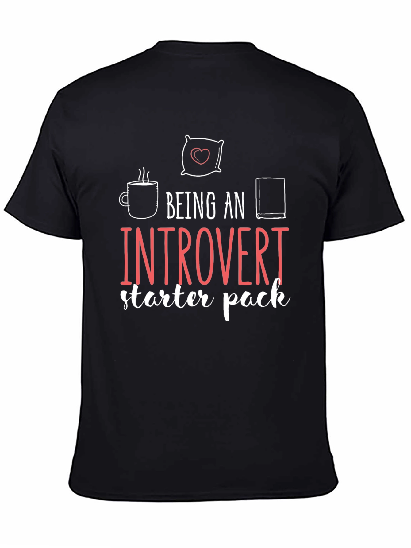 Black Introvert Starter Pack Graphic T-Shirt view 4