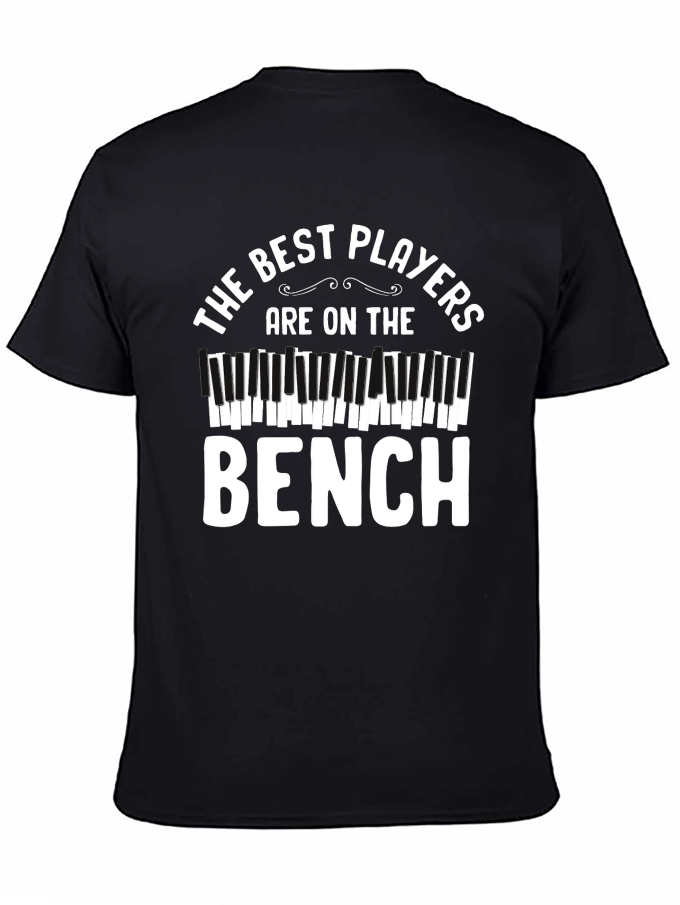 Black Funny Piano Player T-Shirt - Best Players on the Bench view 4