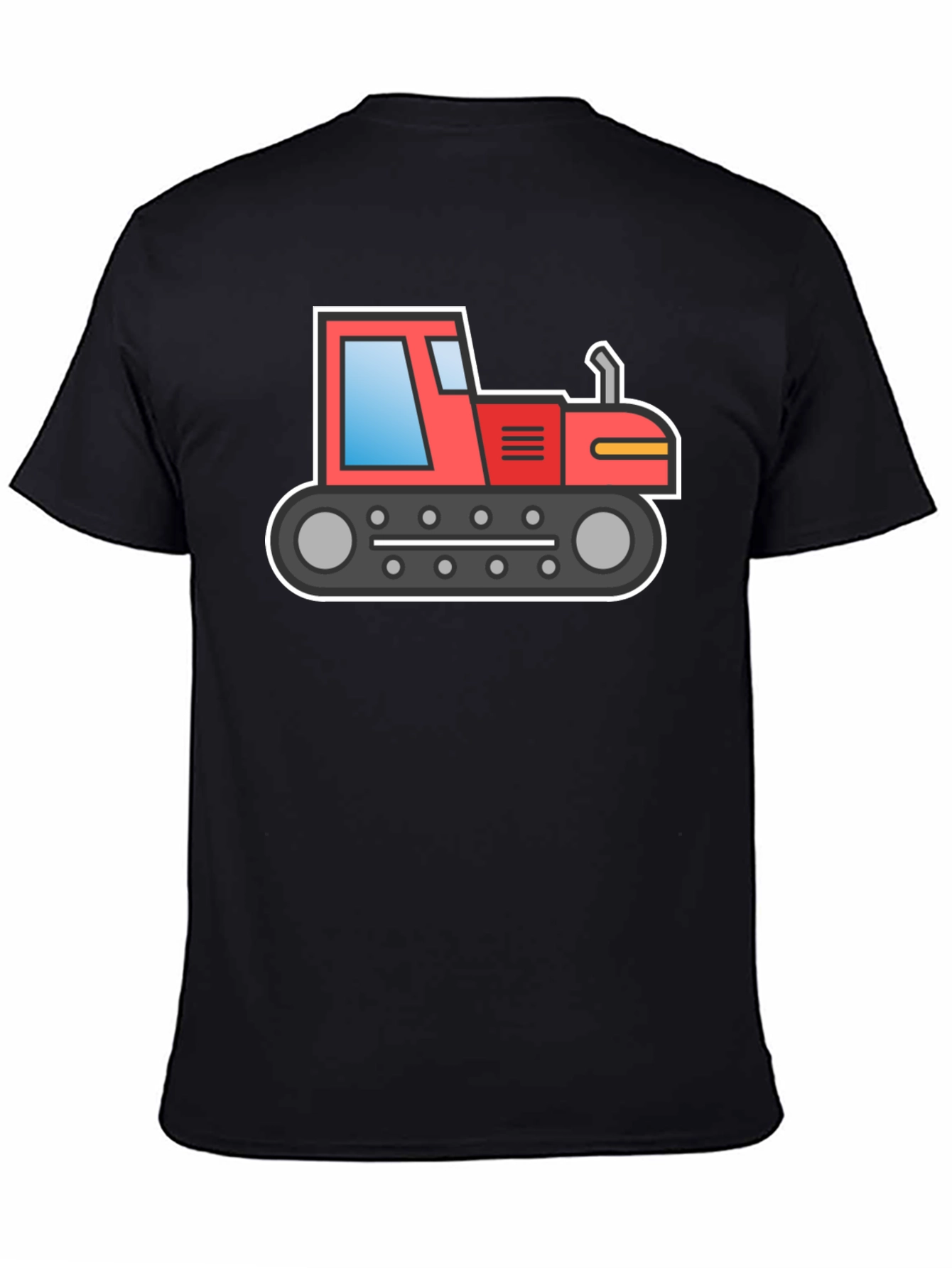 Black Cartoon Tractor Graphic T-Shirt view 4