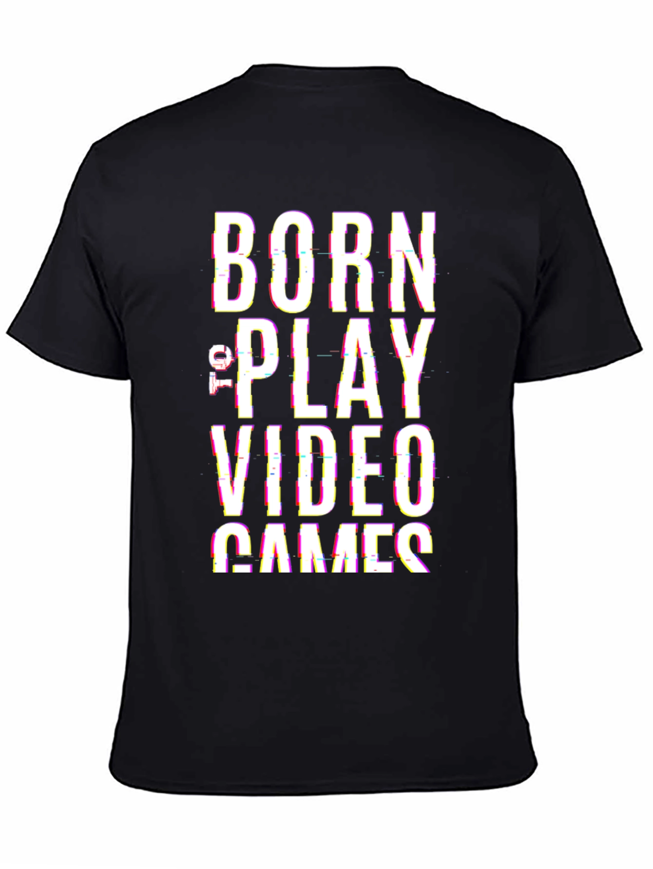 Black Born to Play Video Games Black T-Shirt view 4
