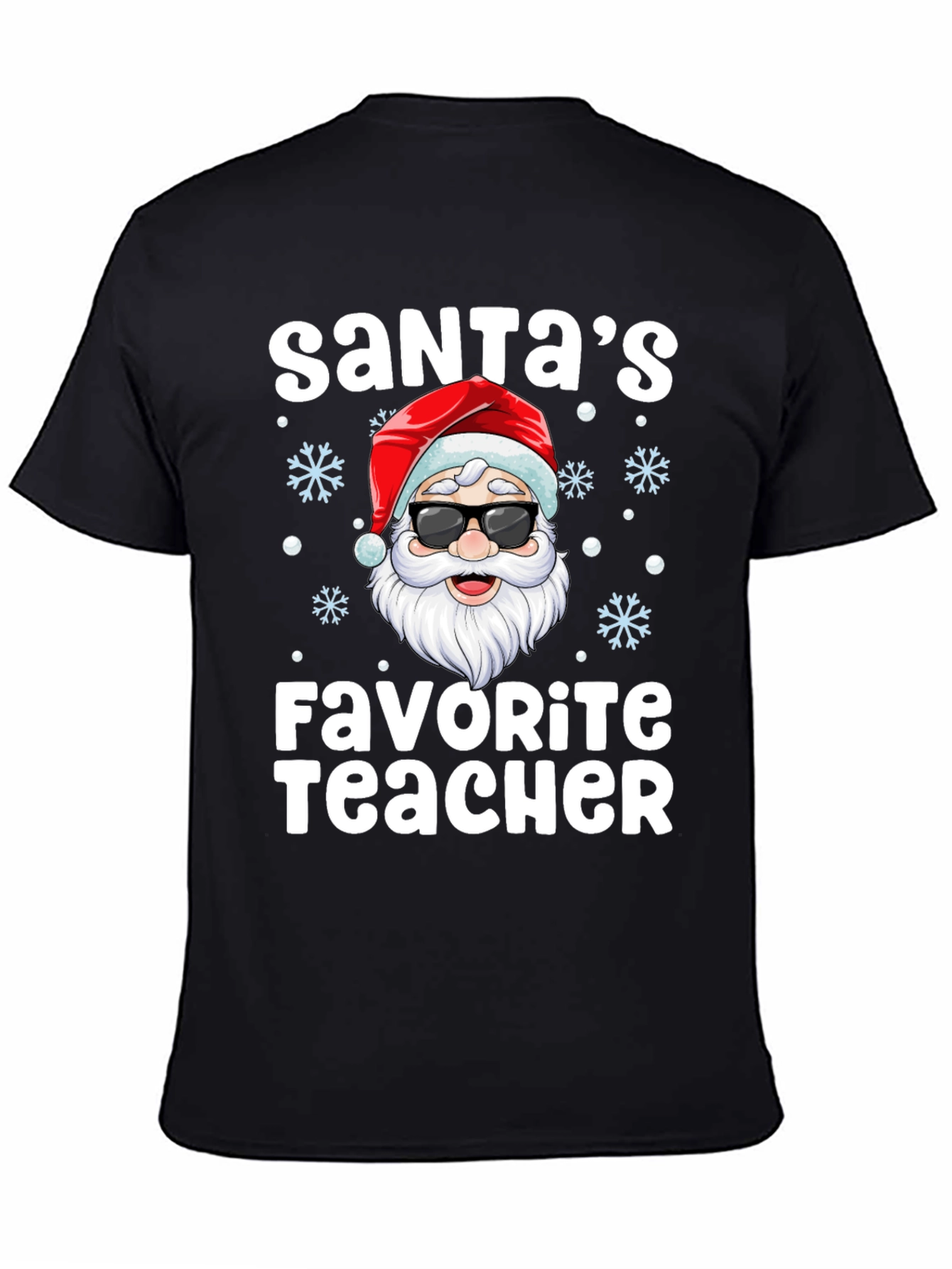 Black Santa's Favorite Teacher T-Shirt Christmas Holiday view 4