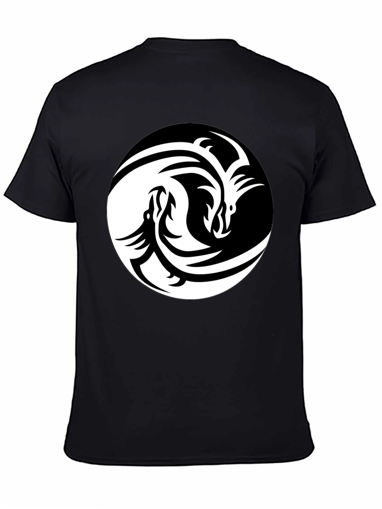 Black Yin Yang Dragon Graphic Tee - Black view 4