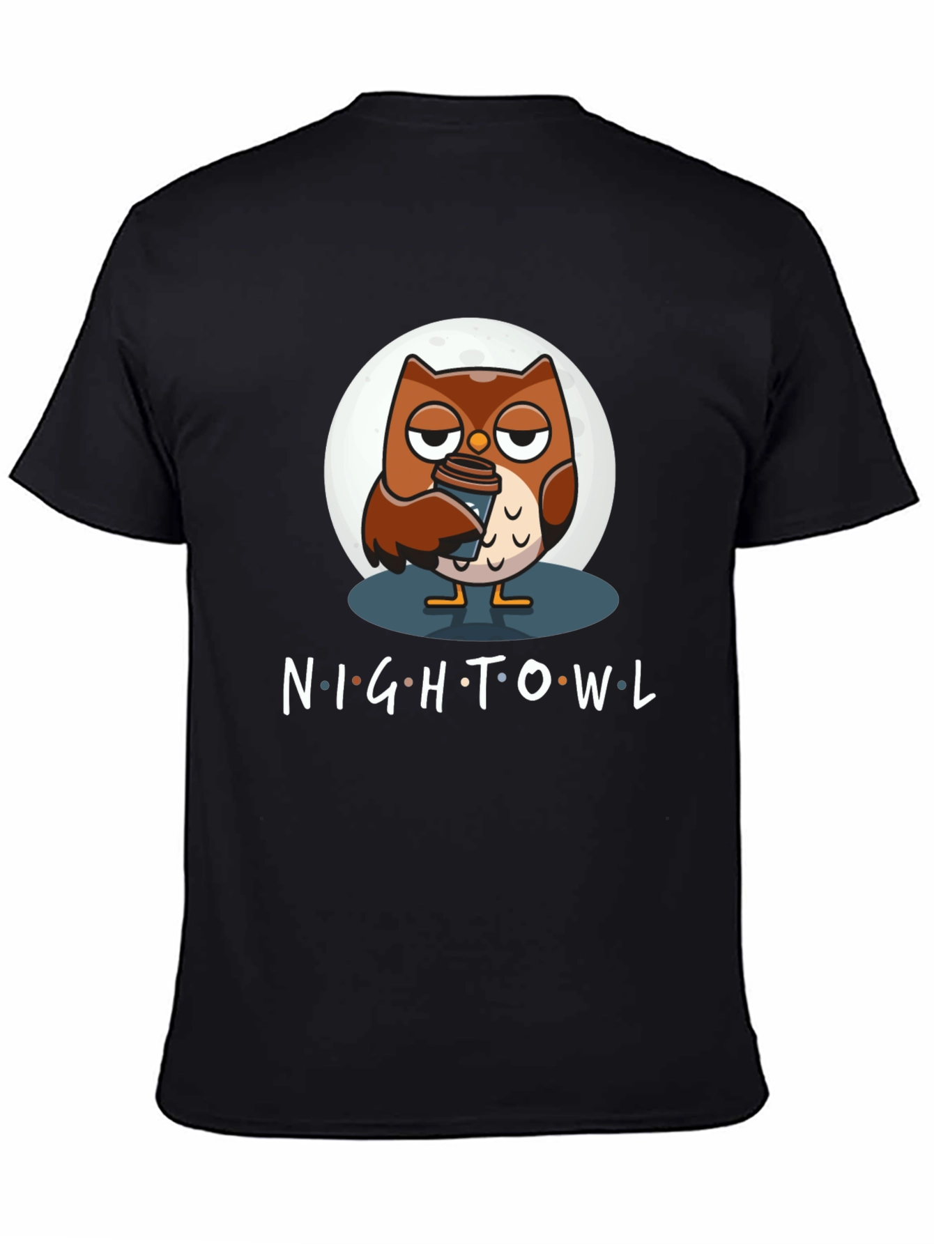 Black Night Owl Coffee T-Shirt - Black Cotton Blend view 4