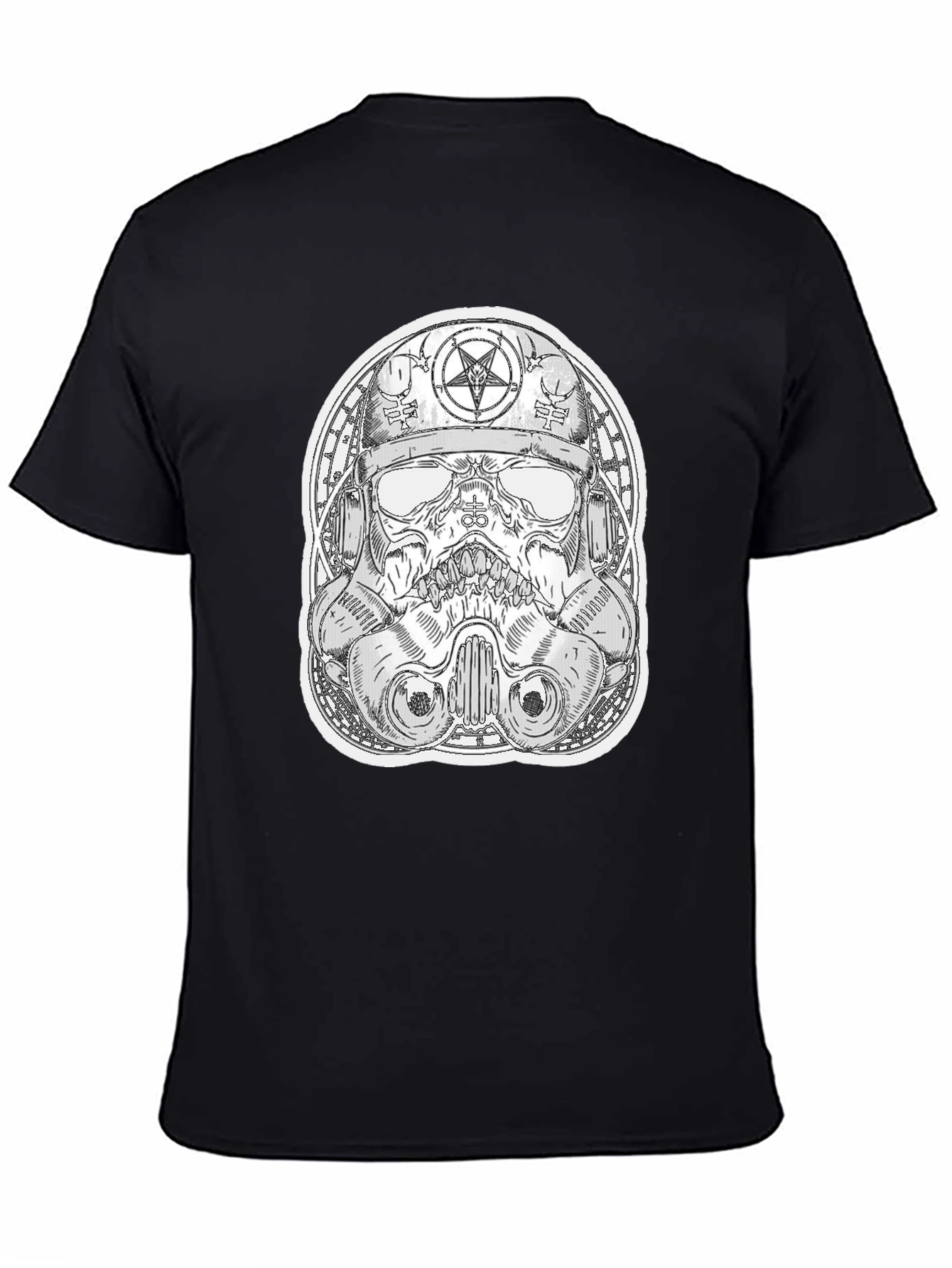 Black Skull Trooper Graphic Tee - Black Cotton T-Shirt view 4