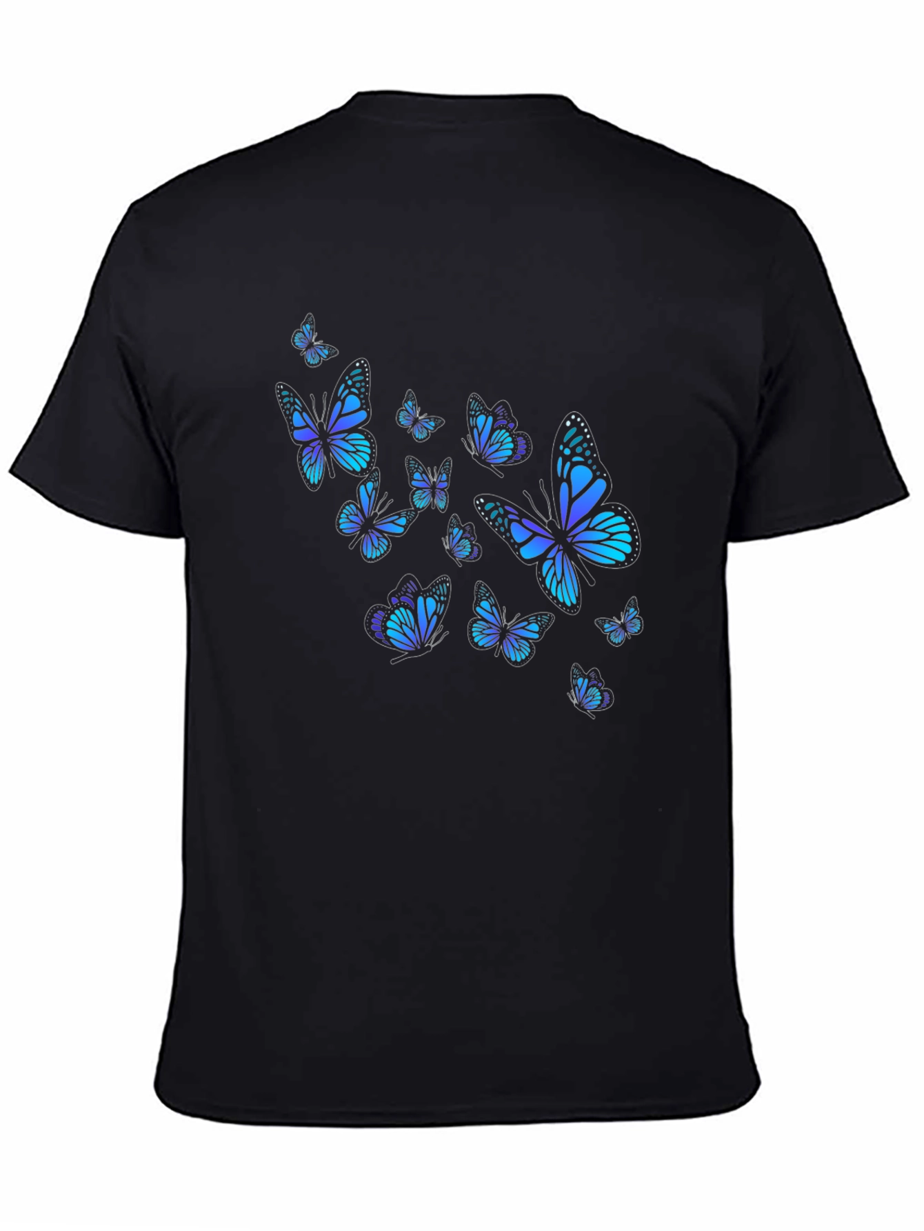 Black Butterfly Print Black T-Shirt view 4