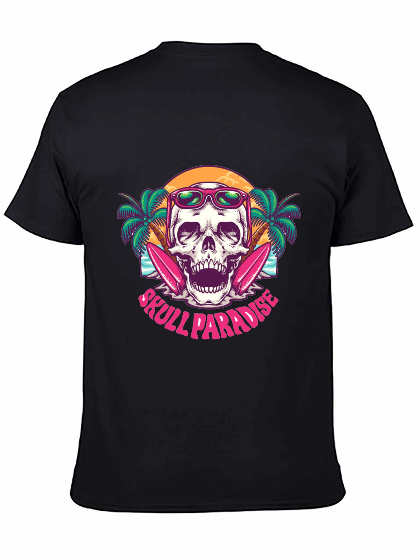 Black Skull Paradise T-Shirt - Beach Vibes view 4