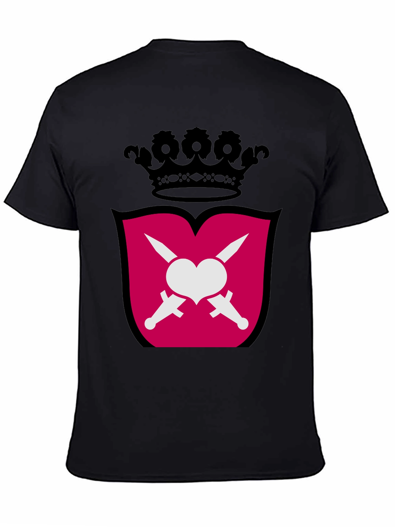 Black Heart & Swords Crest Graphic T-Shirt view 4