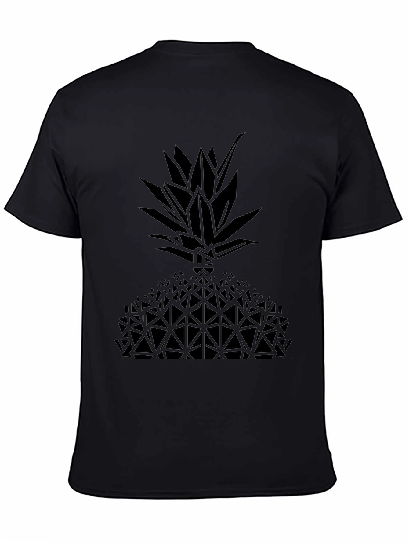 Black Geometric Pineapple Graphic Tee - Black view 4