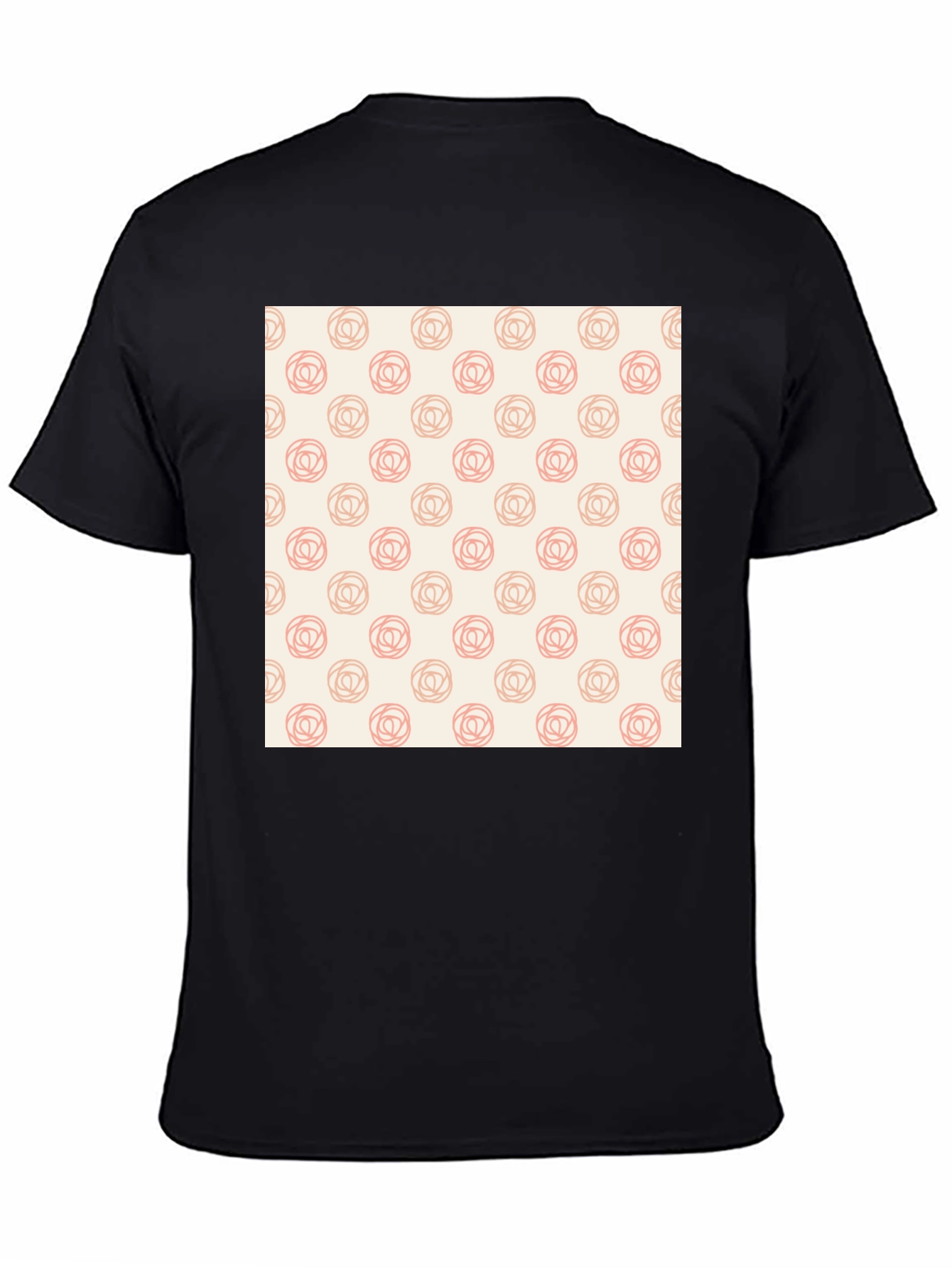 Black Rose Pattern Black T-Shirt view 4
