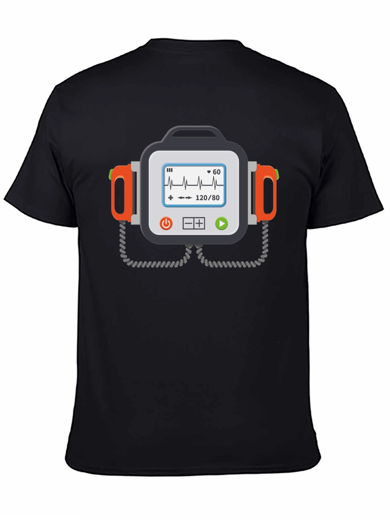 Black Defibrillator Funny Graphic Tee view 4