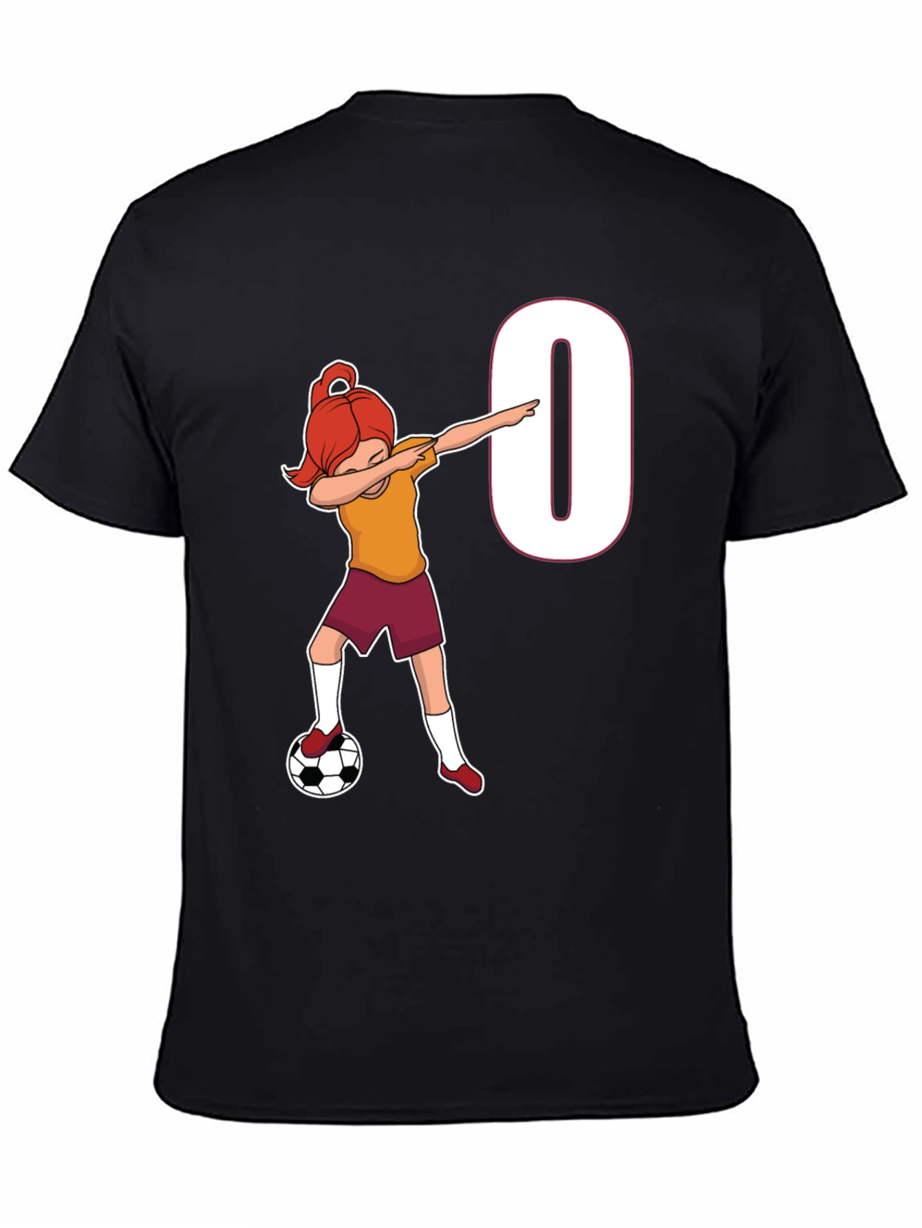 Black Dabbing Soccer Girl Black T-Shirt view 4