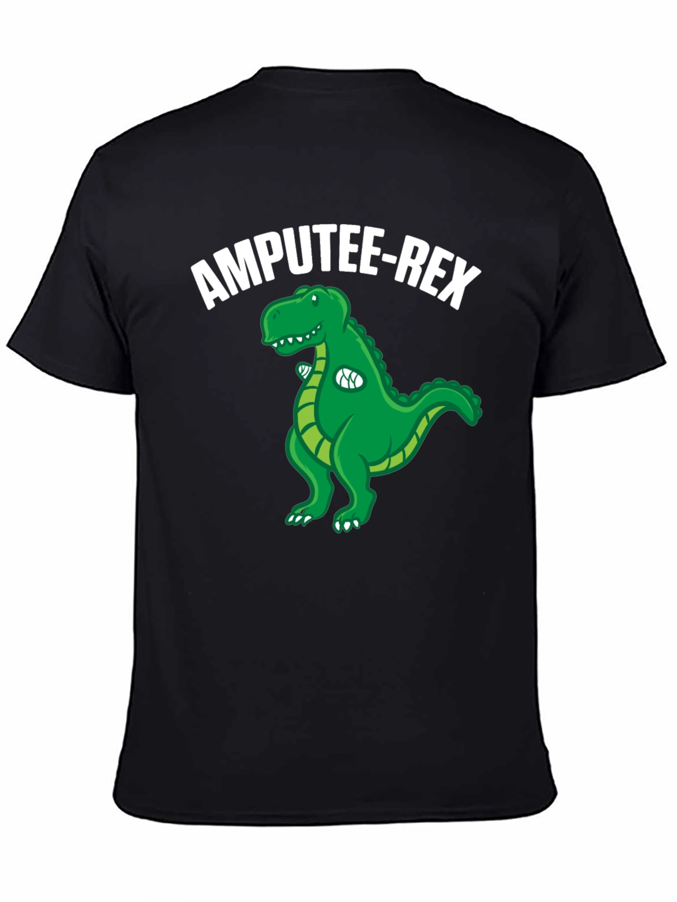 Black Amputee-Rex T-Shirt: Funny Dinosaur Graphic Tee view 4