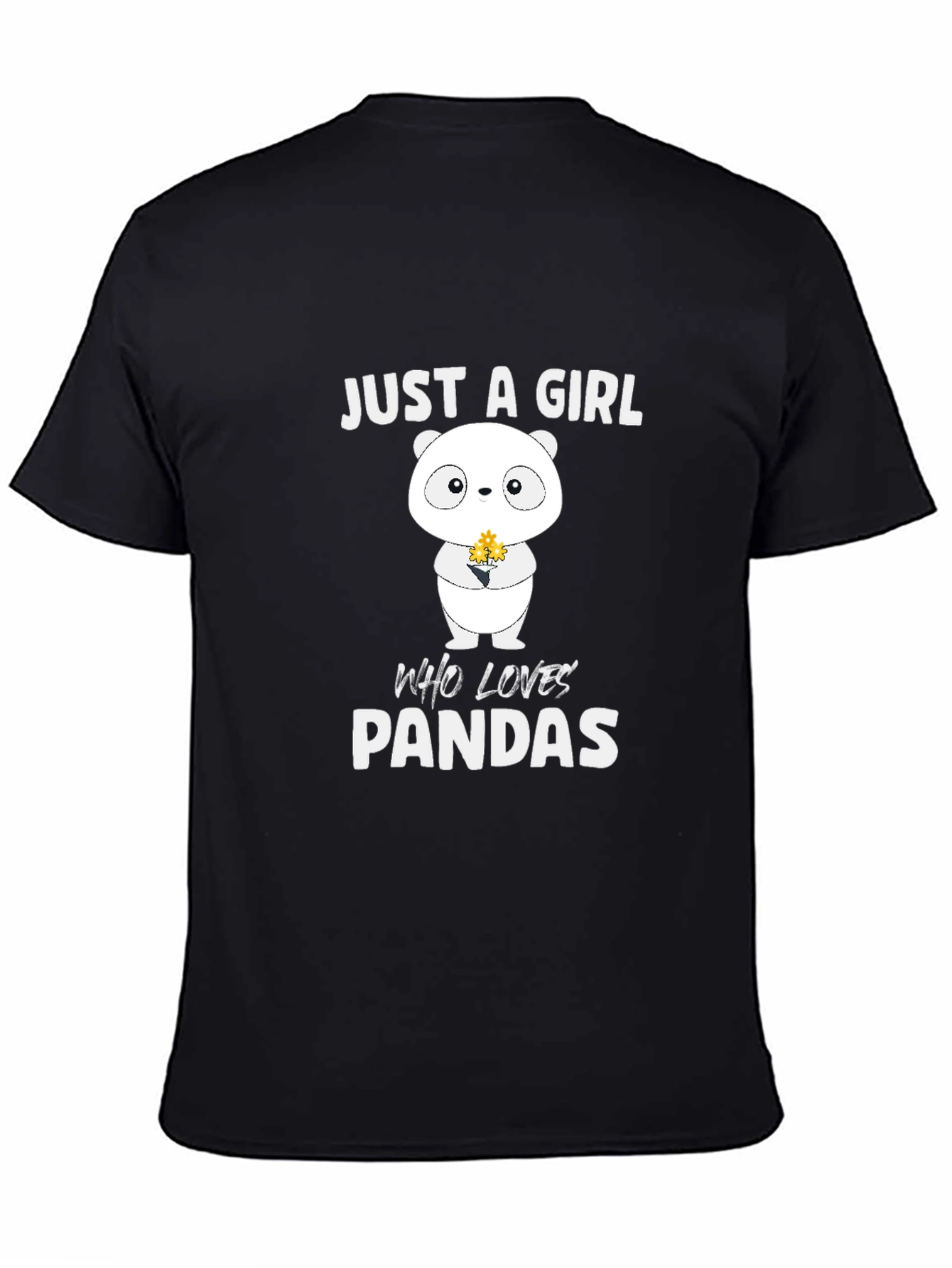 Black Just a Girl Who Loves Pandas T-Shirt view 4