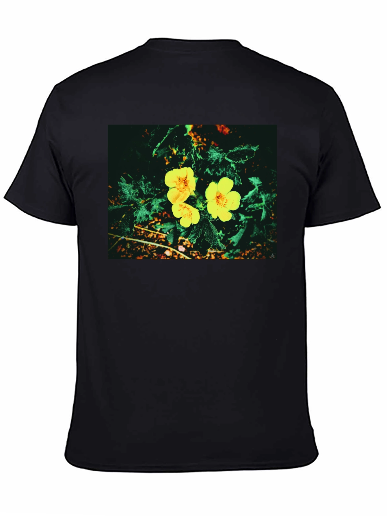 Black Floral Print T-Shirt view 4
