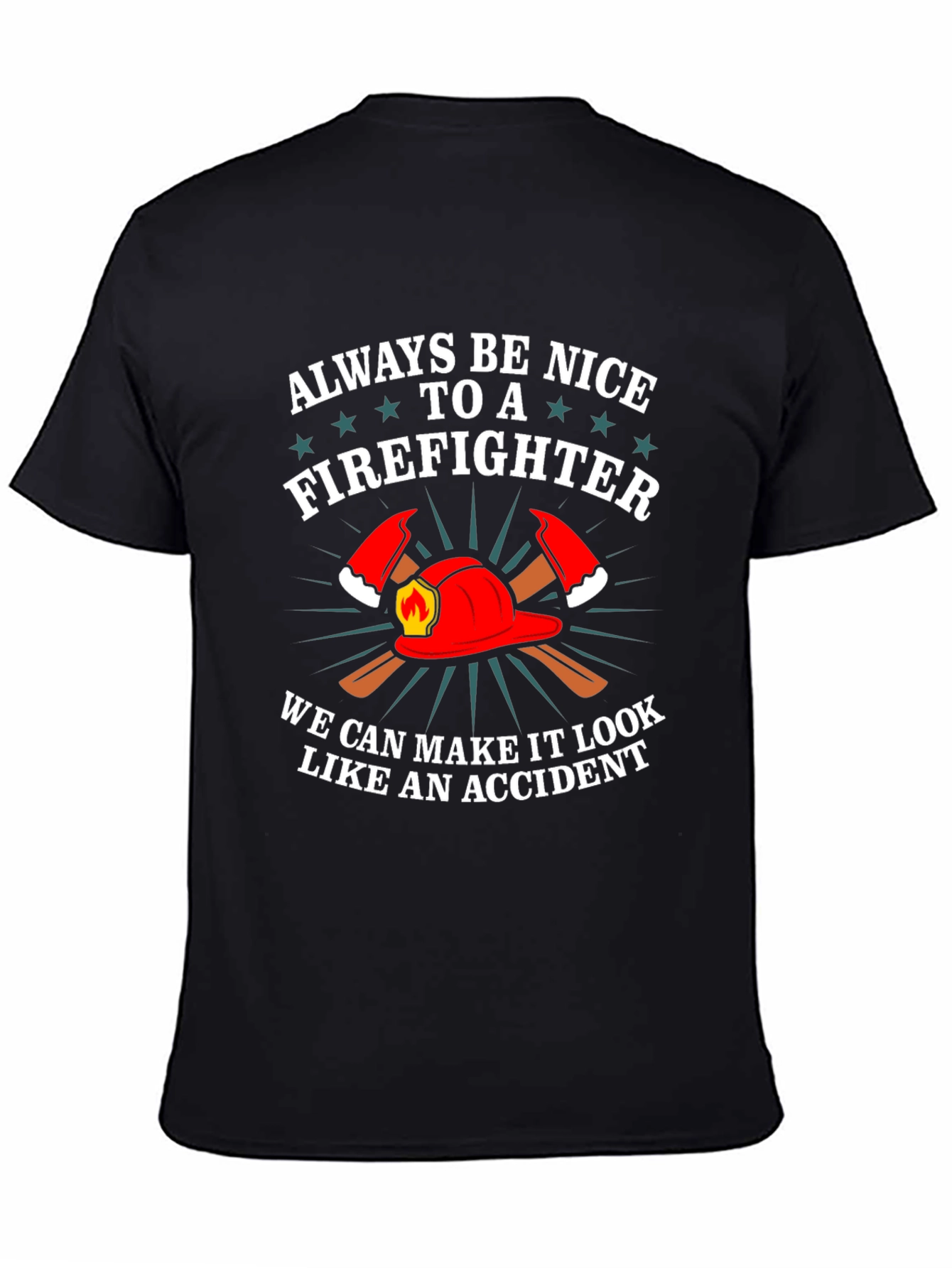Black Firefighter Graphic Tee - Funny Fireman T-Shirt view 4