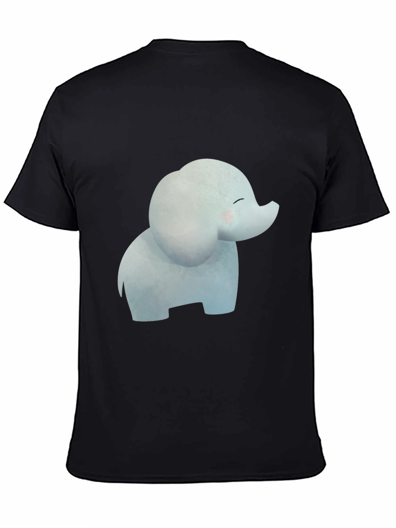 Black Cute Cartoon Elephant Black T-Shirt view 4