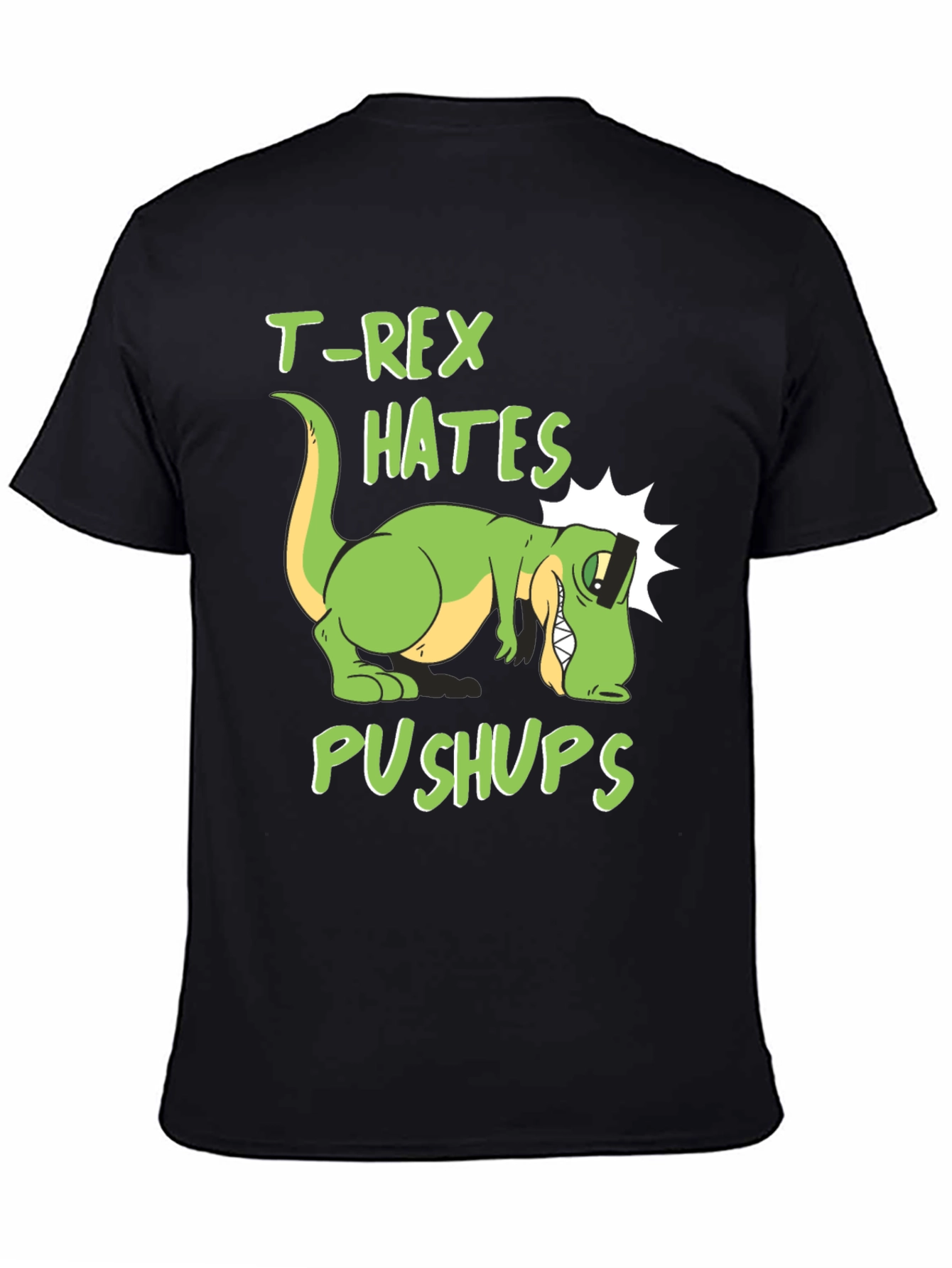 Black T-Rex Hates Pushups Graphic Tee view 4