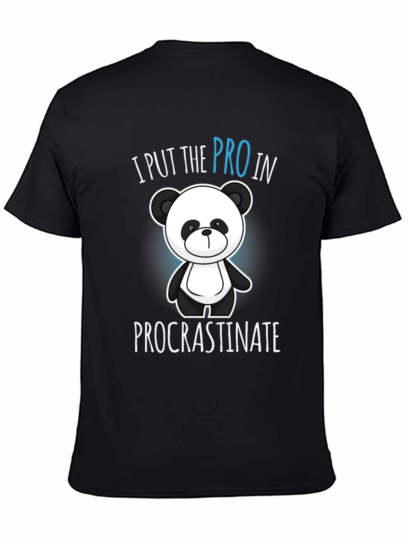 Black Funny Procrastination Panda Graphic Tee - Black view 4