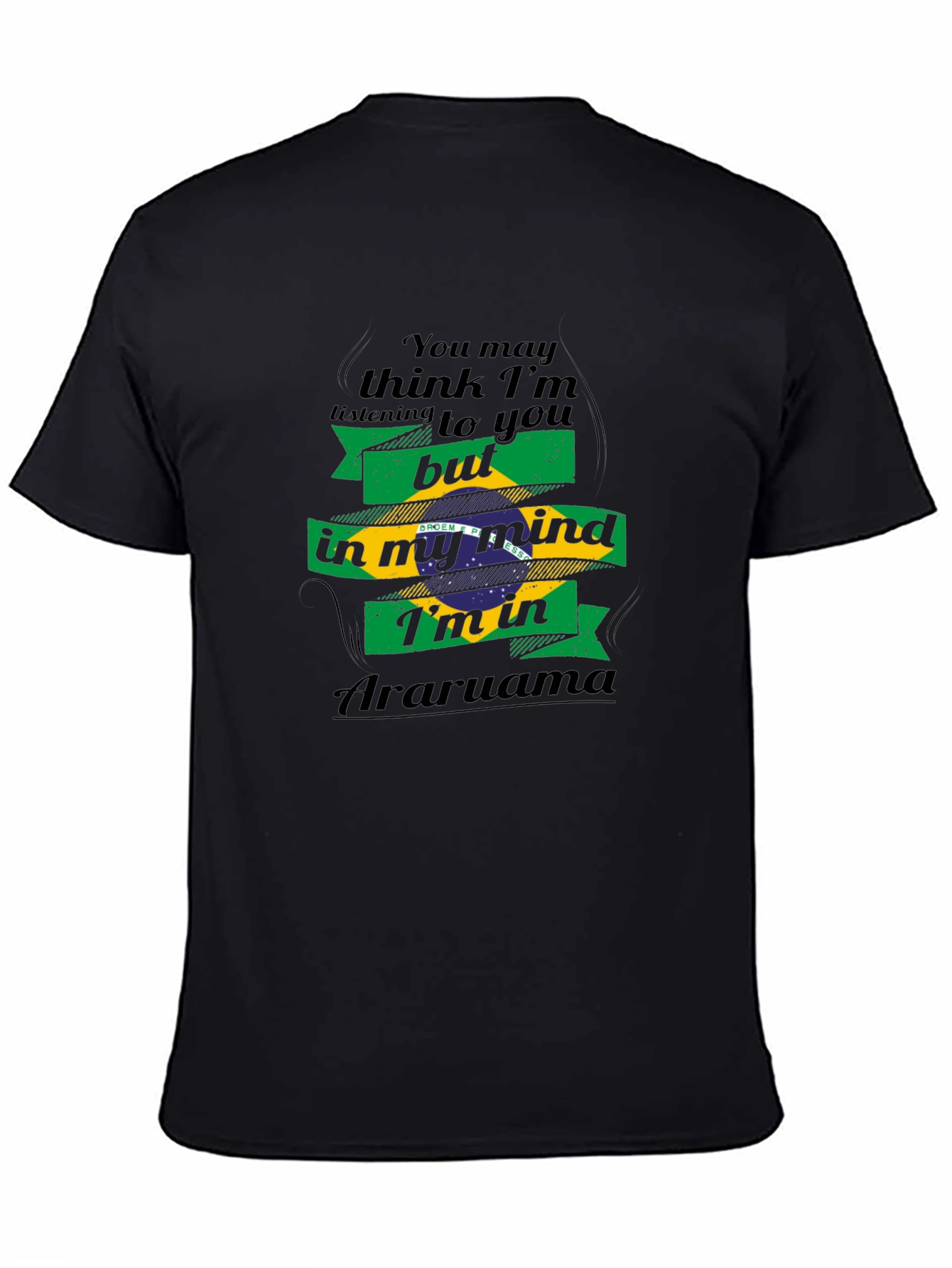 Black Brazil Araruama Mind T-Shirt - Novelty Tee view 4