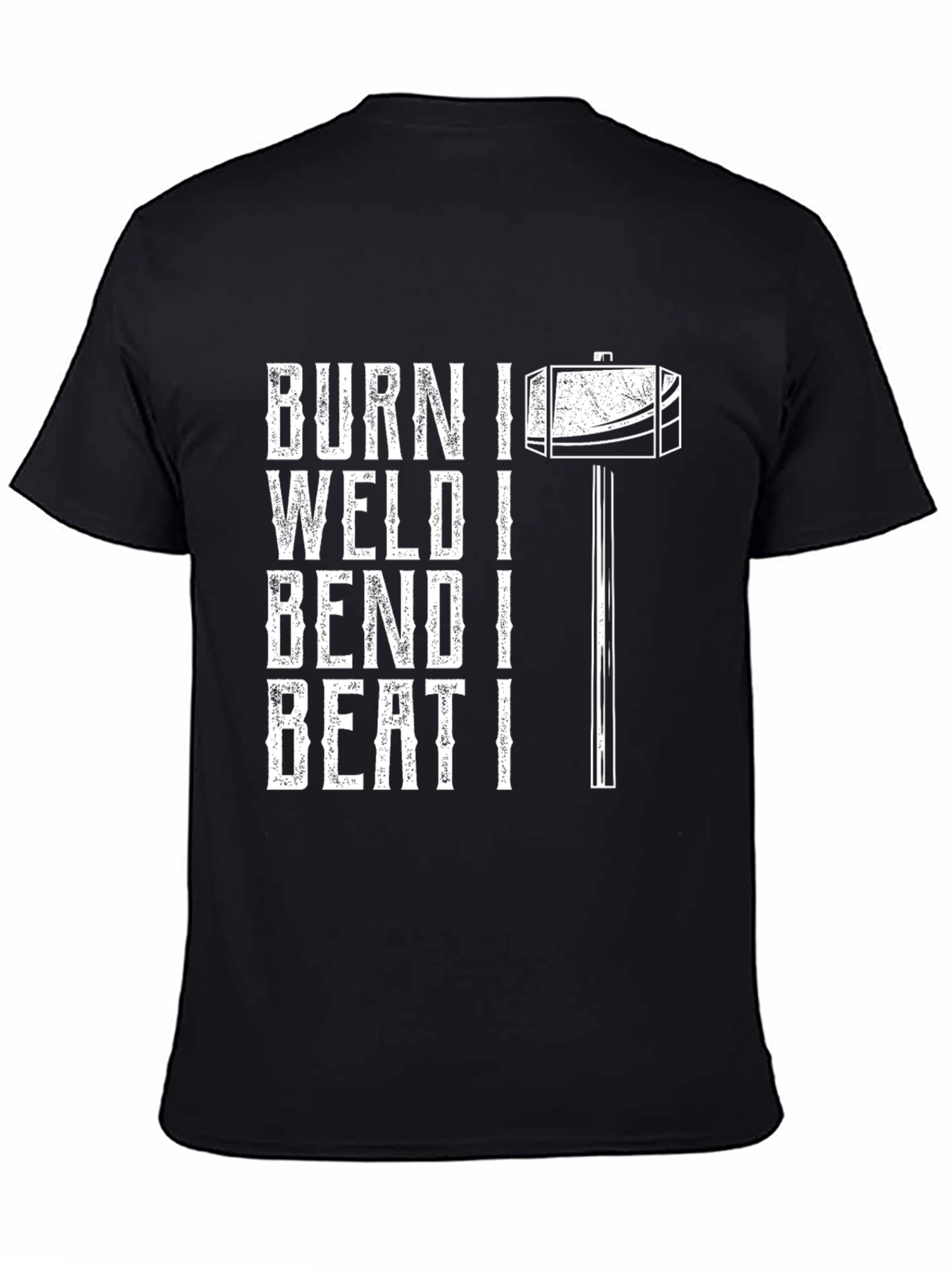 Black Burn Weld Bend Beat T-Shirt - Black Crew Neck Metalworker Tee view 4