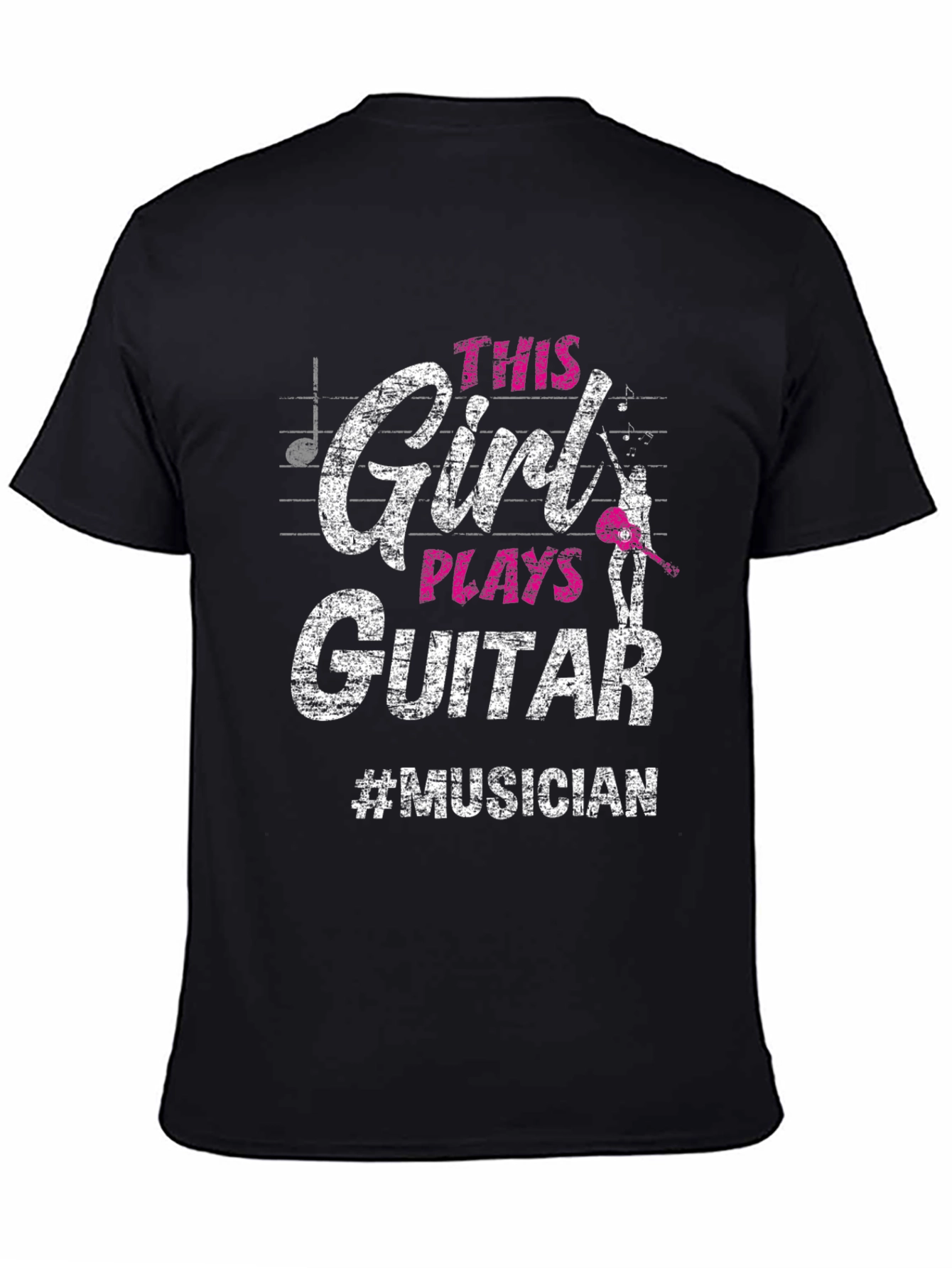 Black This Girl Plays Guitar T-Shirt - Musician Tee view 4